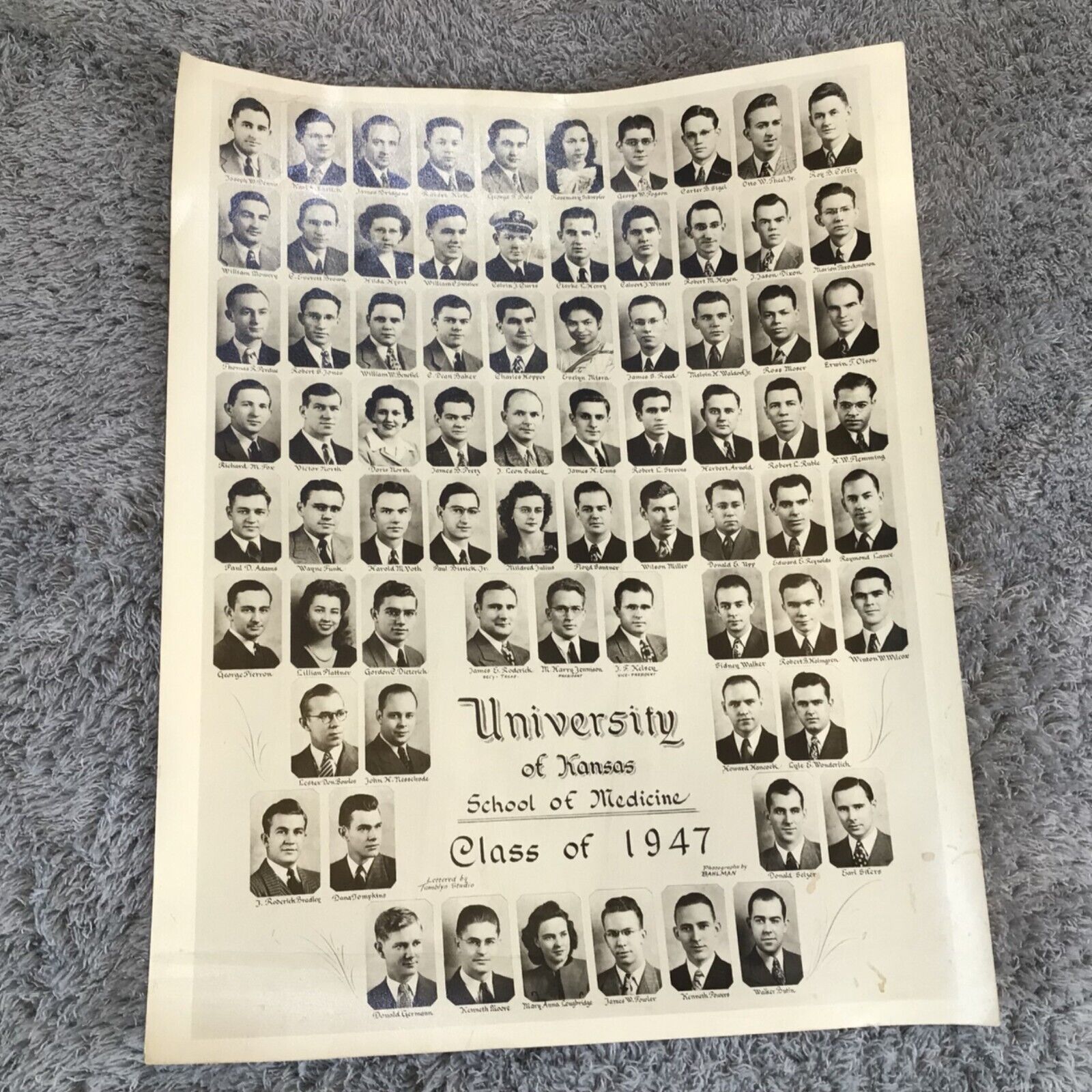 Vintage University Of Kansas School Of Medicine Class Of 1947 Photo