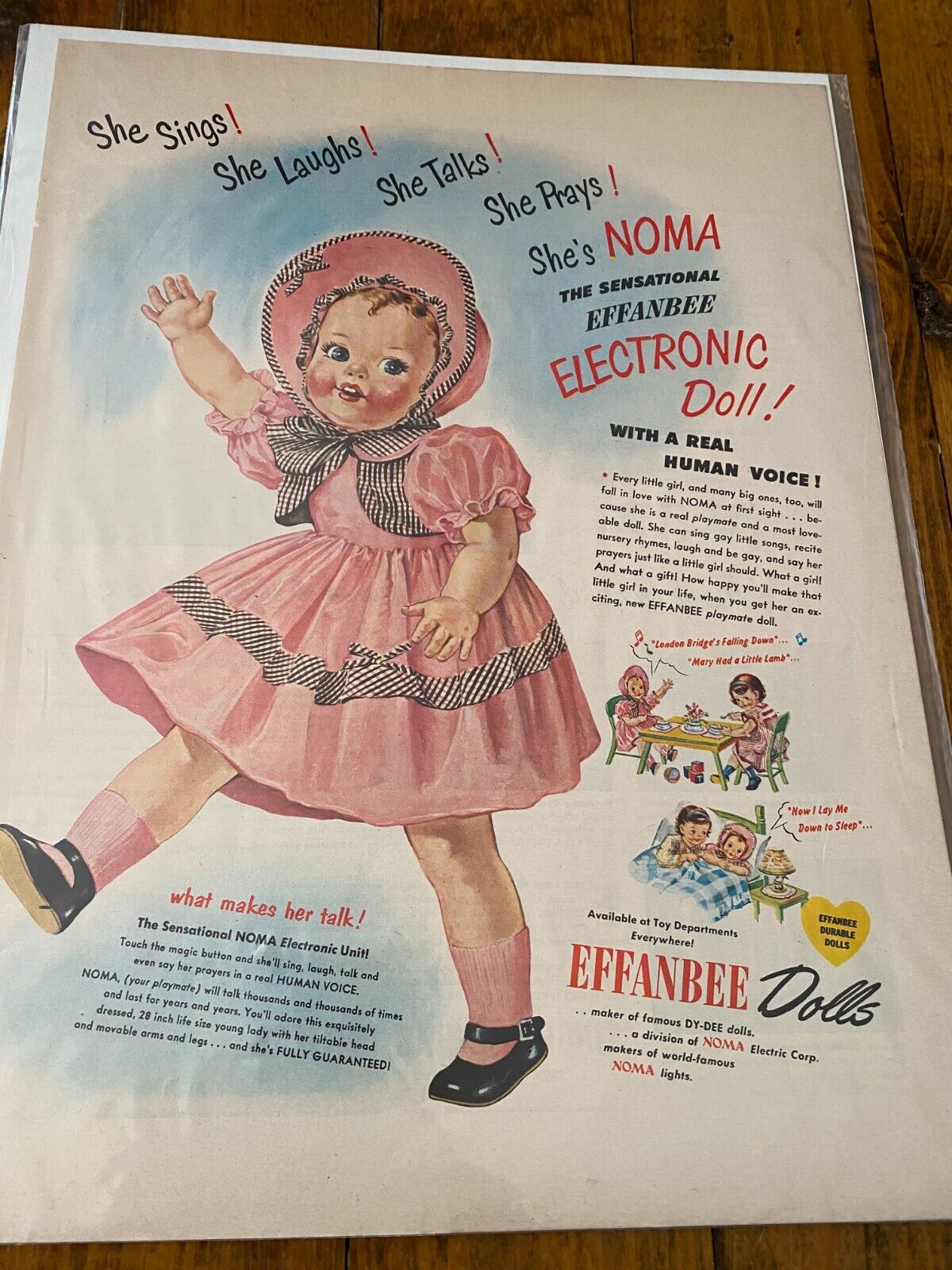 Vintage 1950 Effanbee Dolls Real Human Voice ad