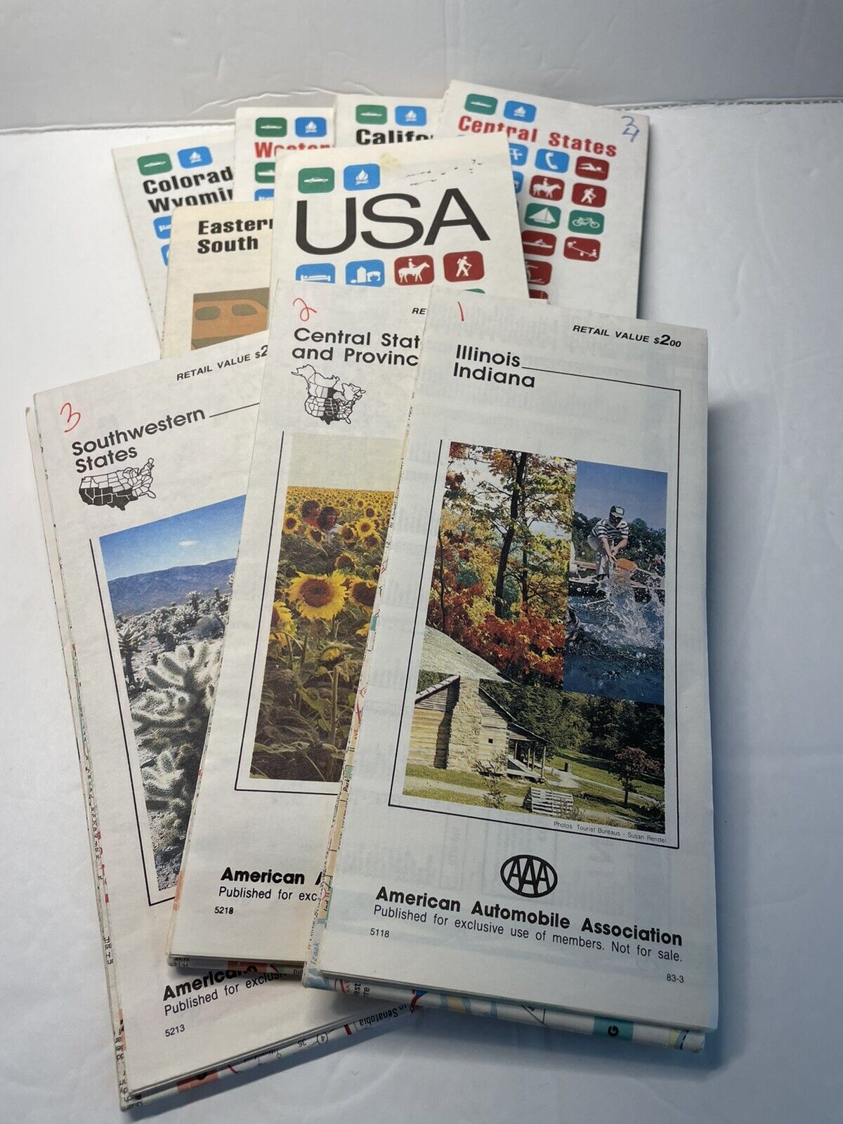 AAA Road Maps Lot of 9 1975 1978 1983 Used
