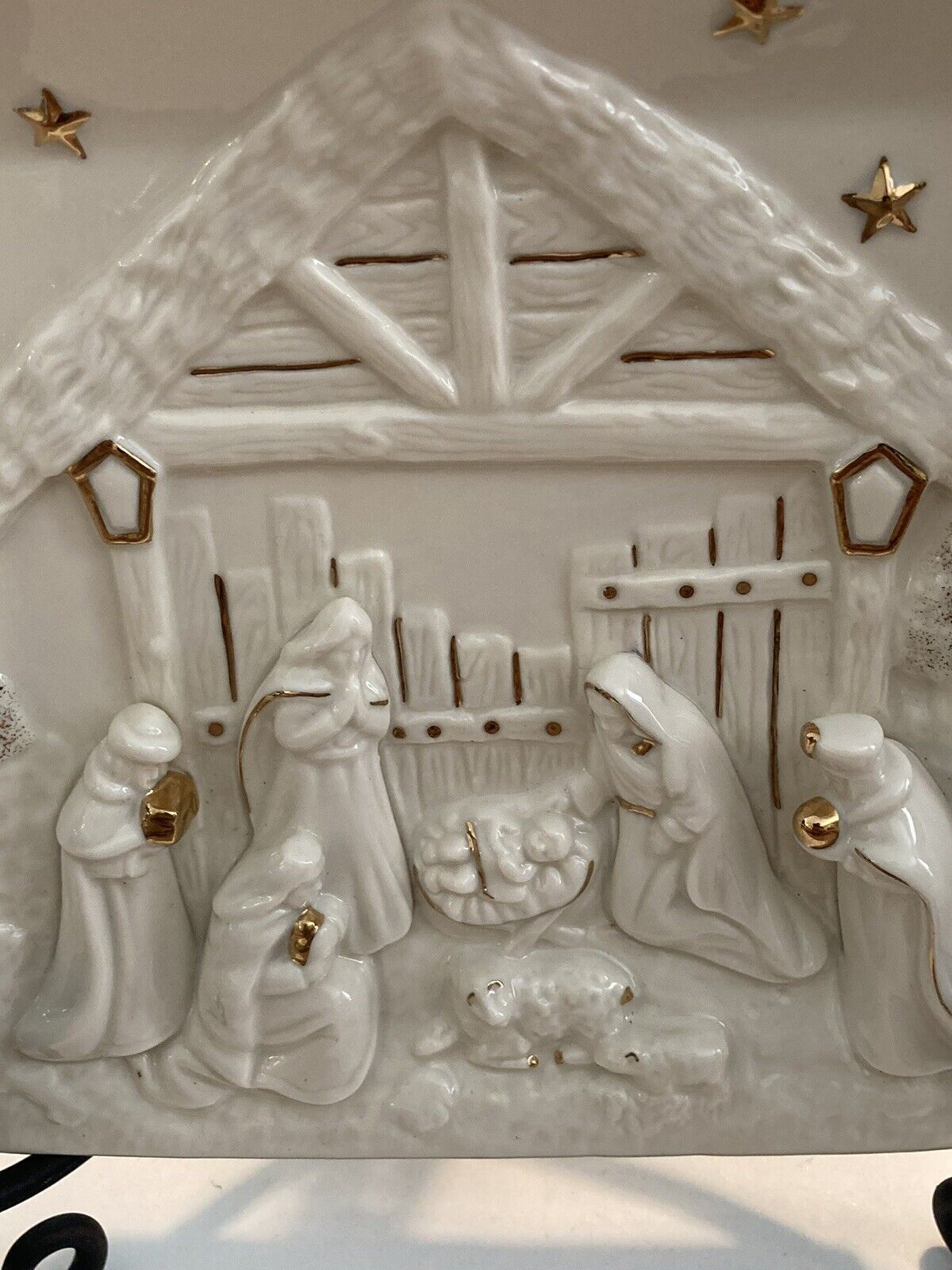 Vintage Mikasa Nativity Scene, Ivory/Gold Porcelain FK020 Christmas Holiday 6.5”