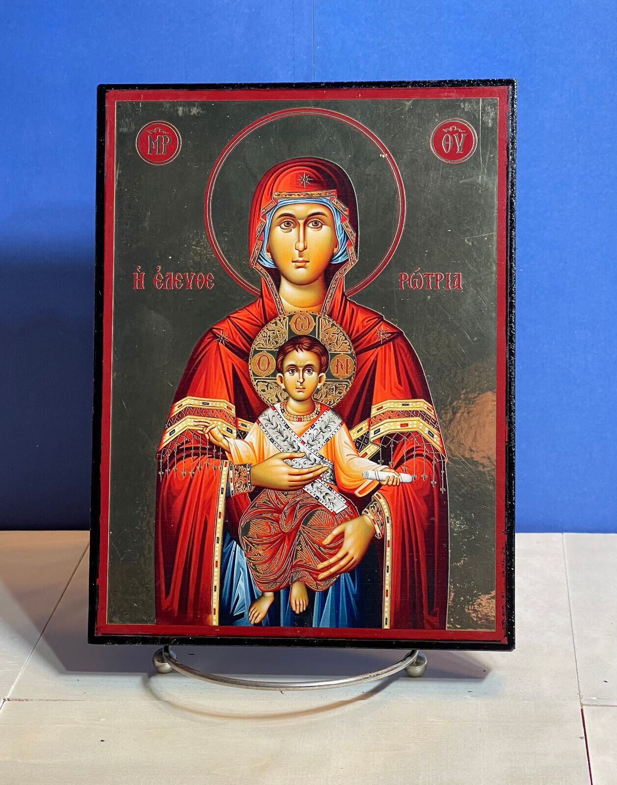 Theotokos ELEUTHEROTRIA-Orthodox high quality byzantine style Wooden Icon 6x8 in