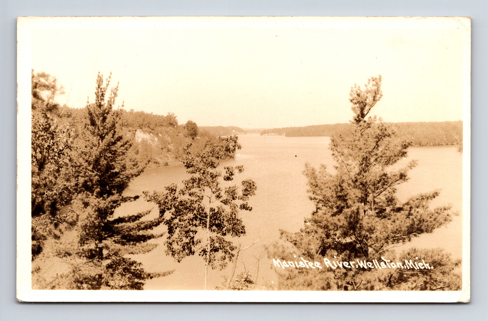 RPPC Scenic View of Manistee River Wellston Michigan MI Postcard