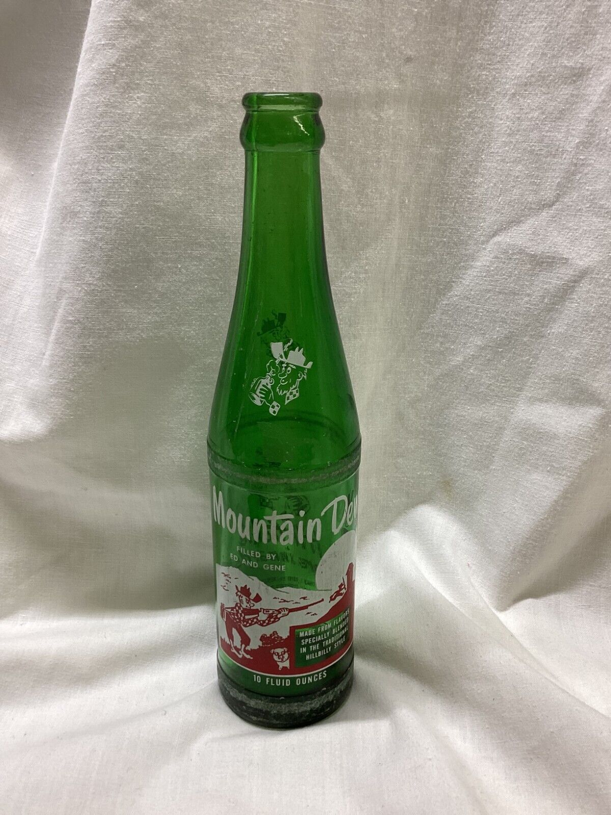 Vintage Hillbilly MOUNTAIN DEW Soda Bottle FILLED BY ED AND GENE