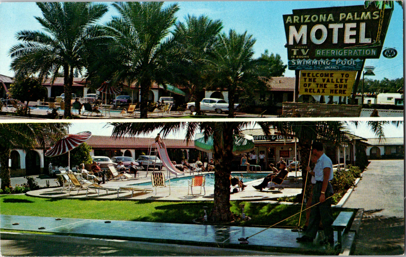 Vintage C. 1960\'s Arizona Palms Motel Valley of The Sun Phoenix AZ Postcard