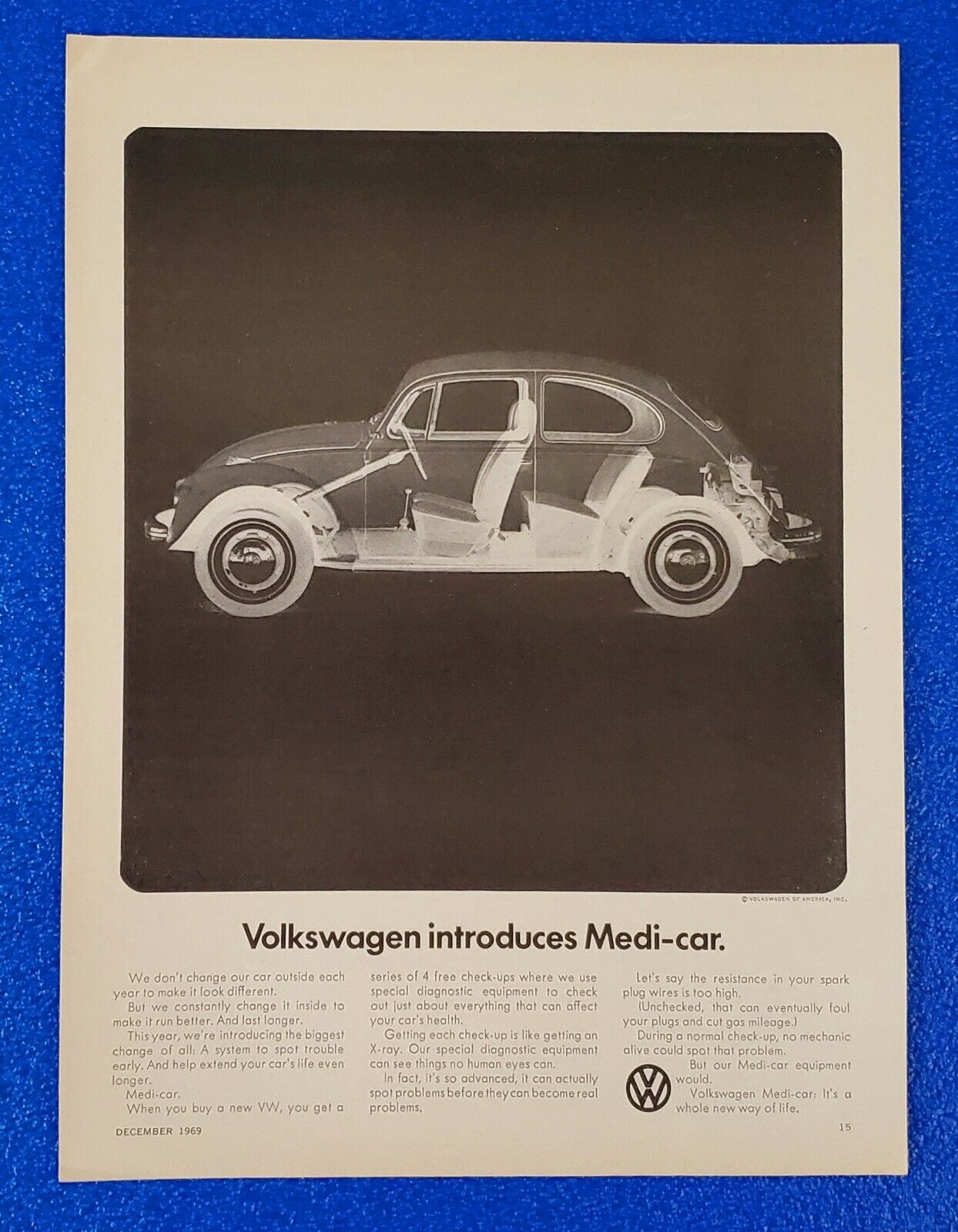 1969 VW BUG / BEETLE CLASSIC ORIGINAL PRINT AD \