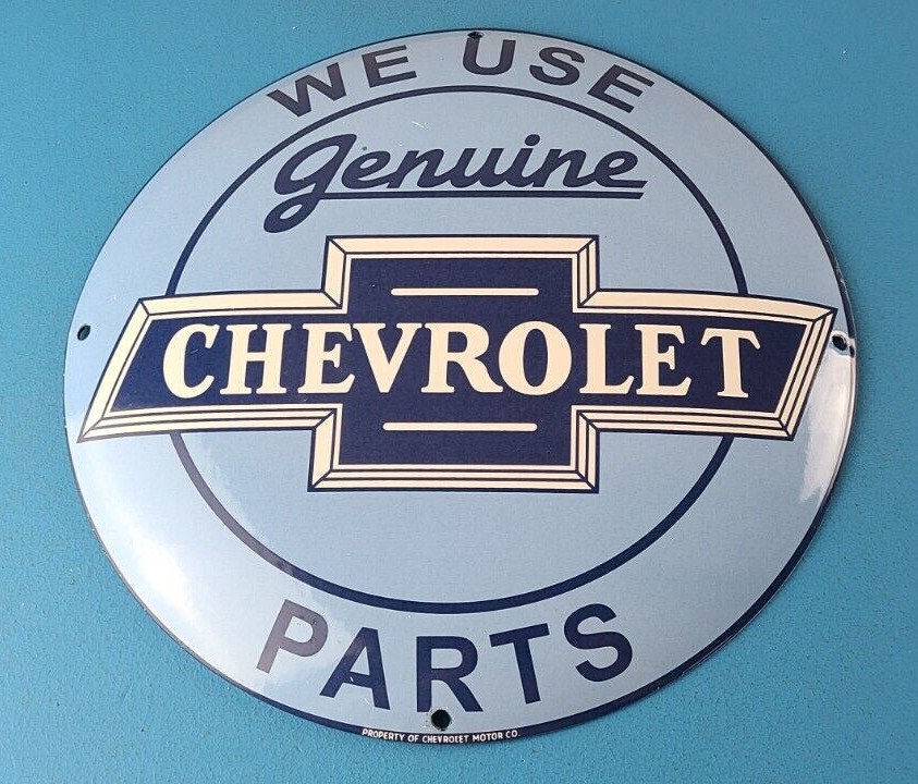 Vintage Chevrolet Sign - Porcelain Button Convex Sales Dealer Gas Oil Pump Sign