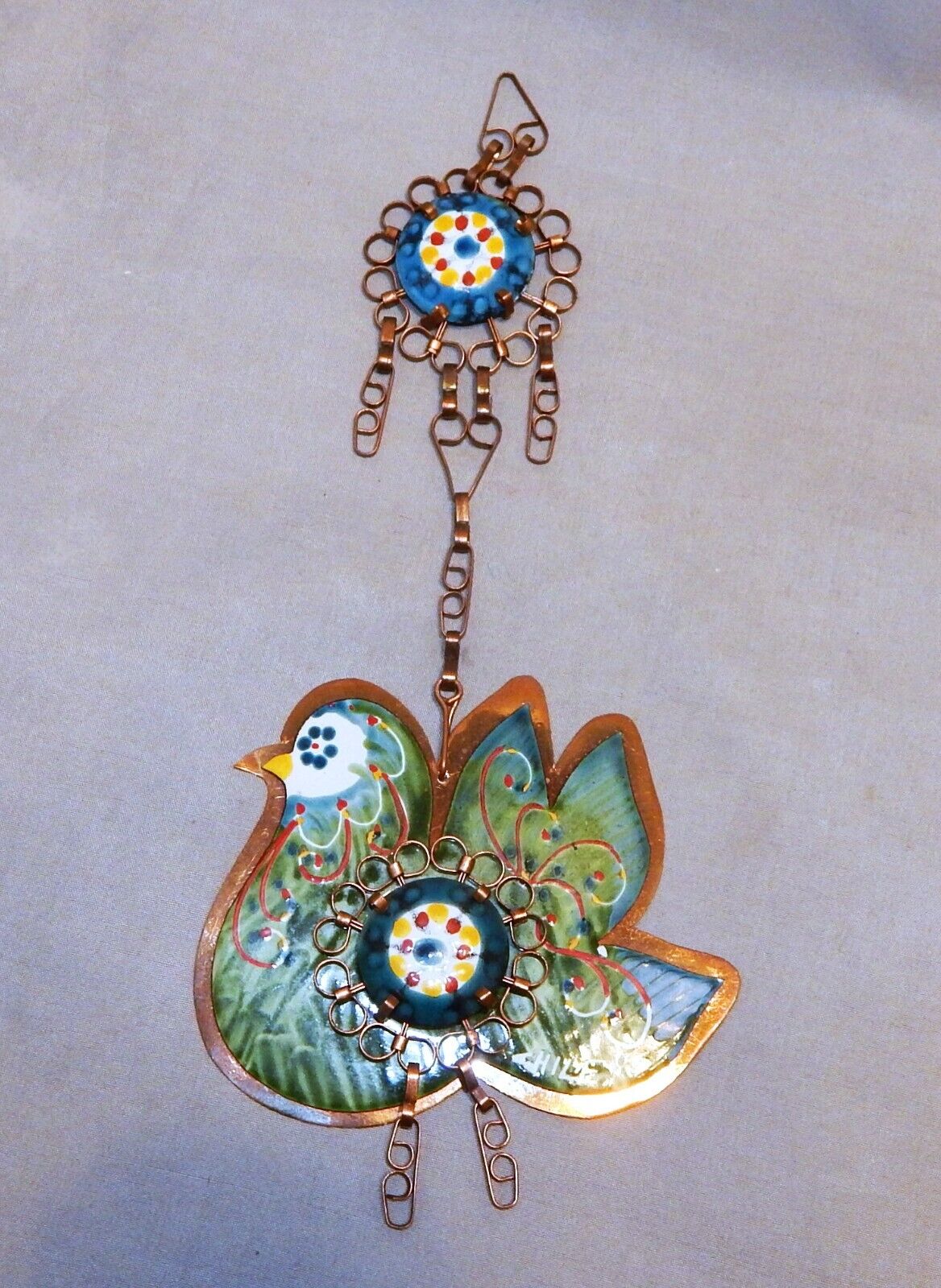 Made in Chile Enamel on Copper Bird Ornament