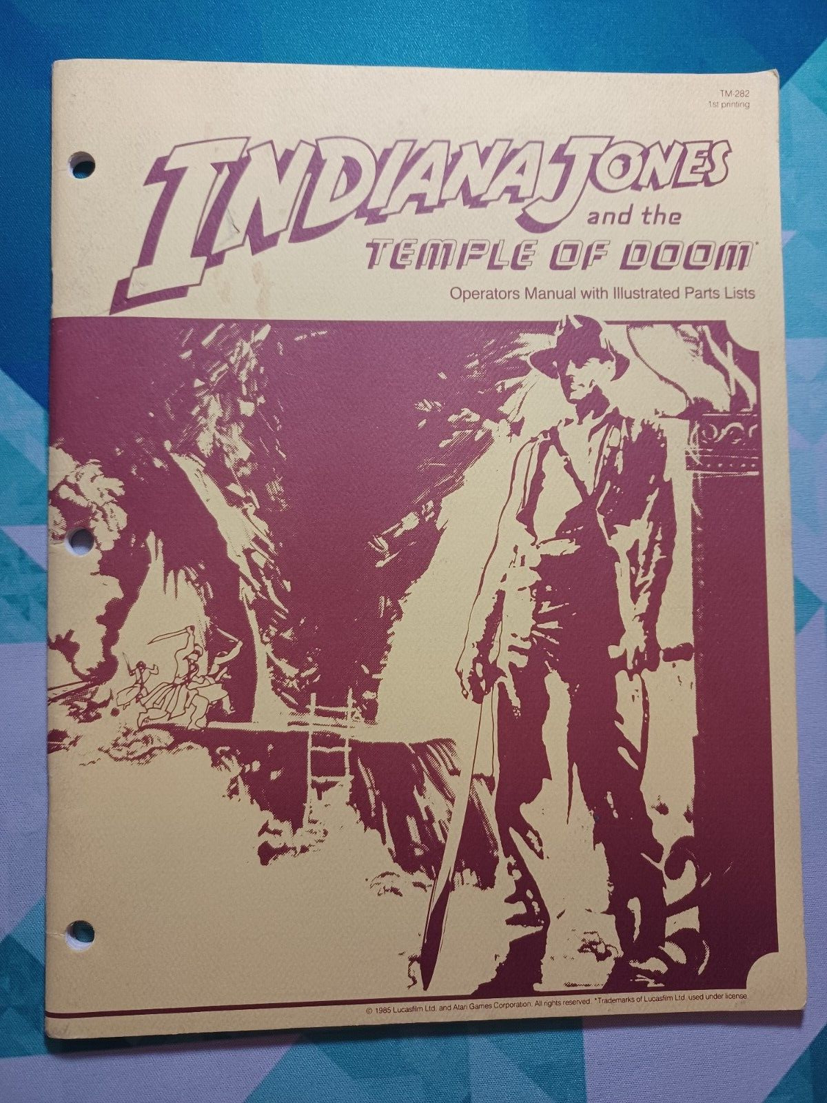 Indiana Jones and the Temple of Doom Operators Manual Atari Arcade TM-282 1st Ed
