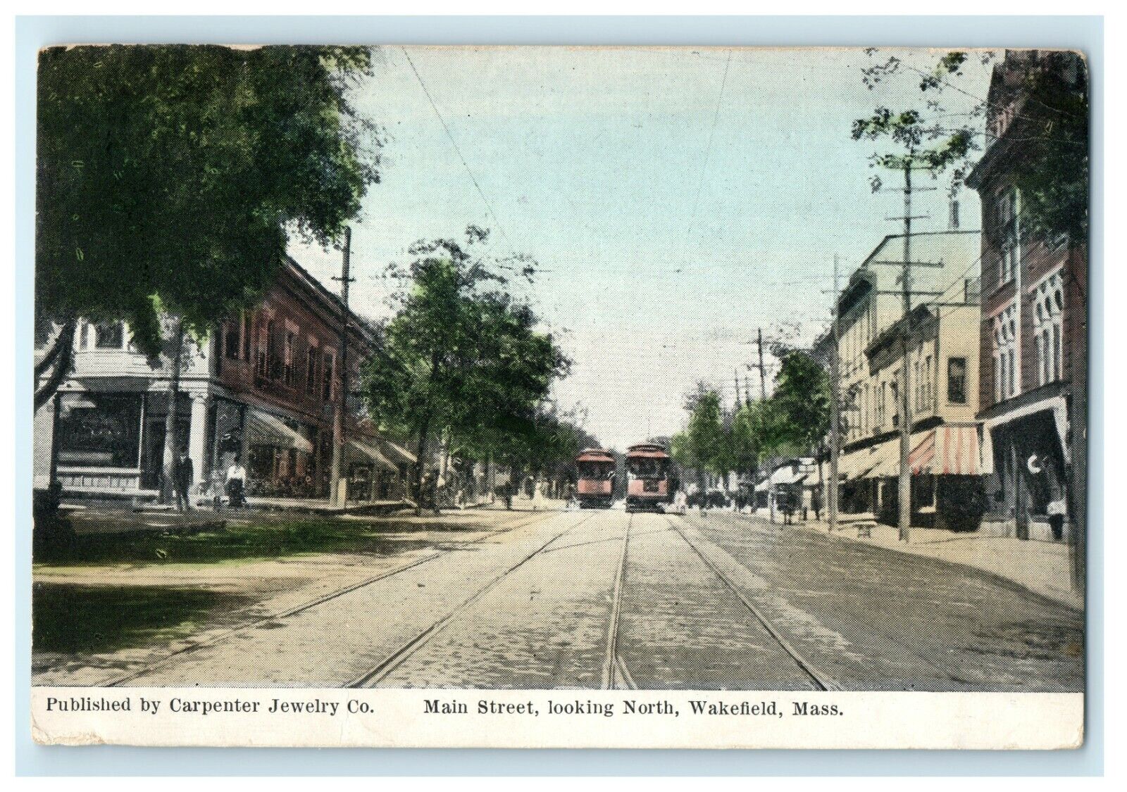 1916 Tranvia in Main Street Looking North Wakefield Massachusetts MA Postcard