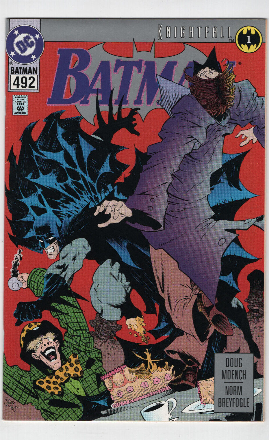 BATMAN #492 PLATINUM VARIANT 1993 DC Comics KNIGHTFALL Bane Breaking of The Bat