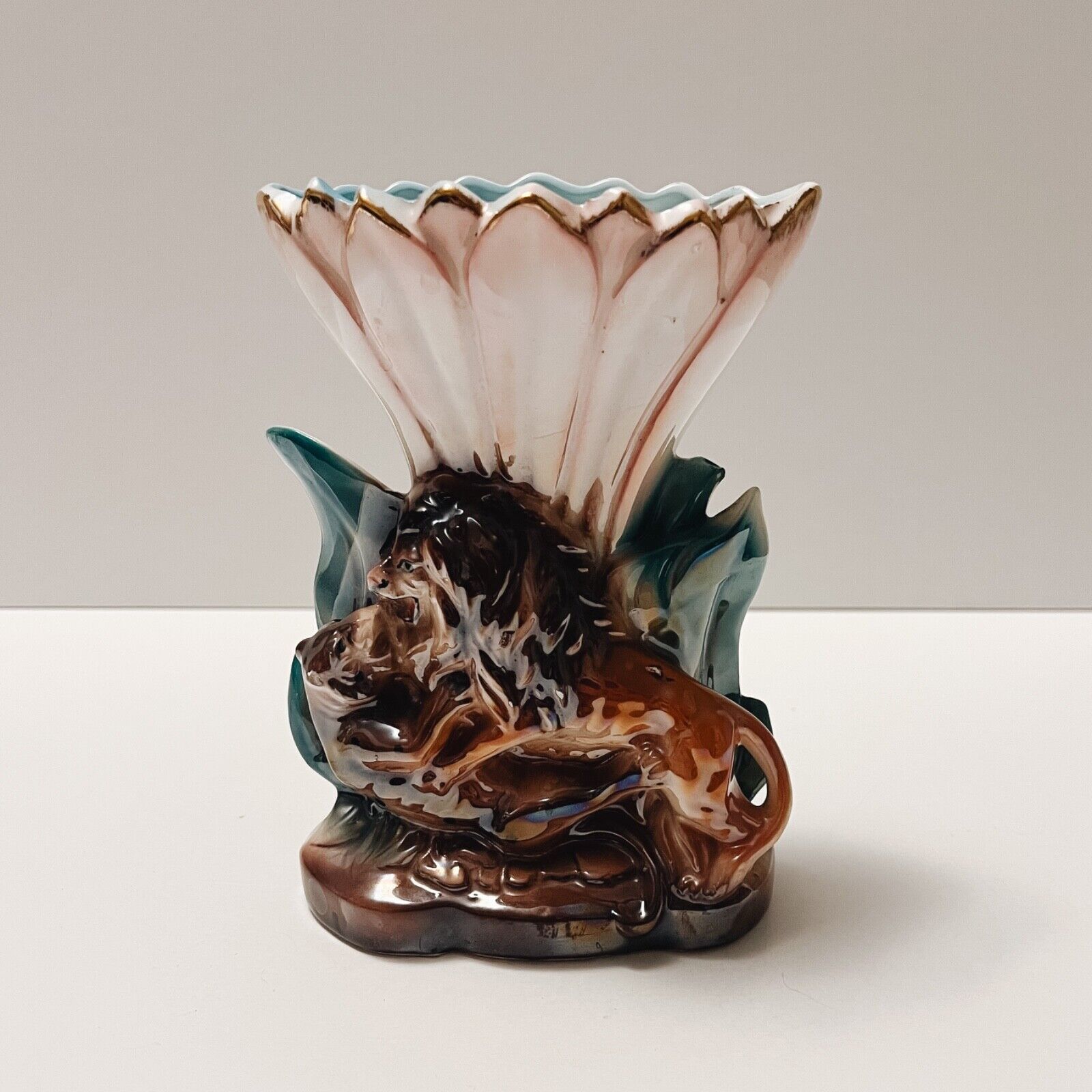 Vintage Ceramic Lion Vase