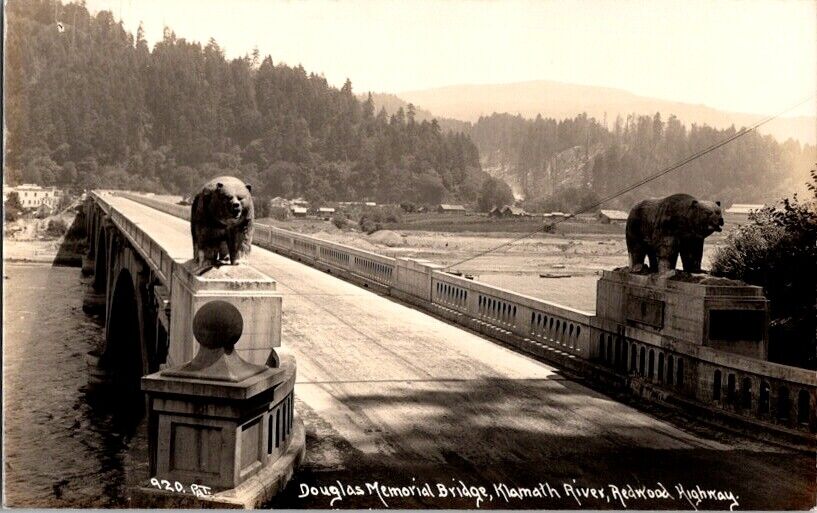 RPPC Postcard Douglas Memorial Bridge over Klamath River CA California     K-247