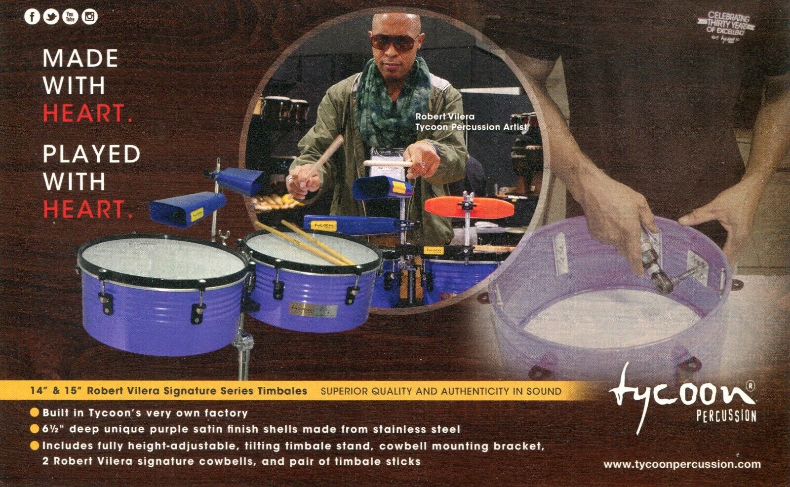 2014 small Print Ad of Tycoon Percussion Robert Vilera Signature Series Timbales