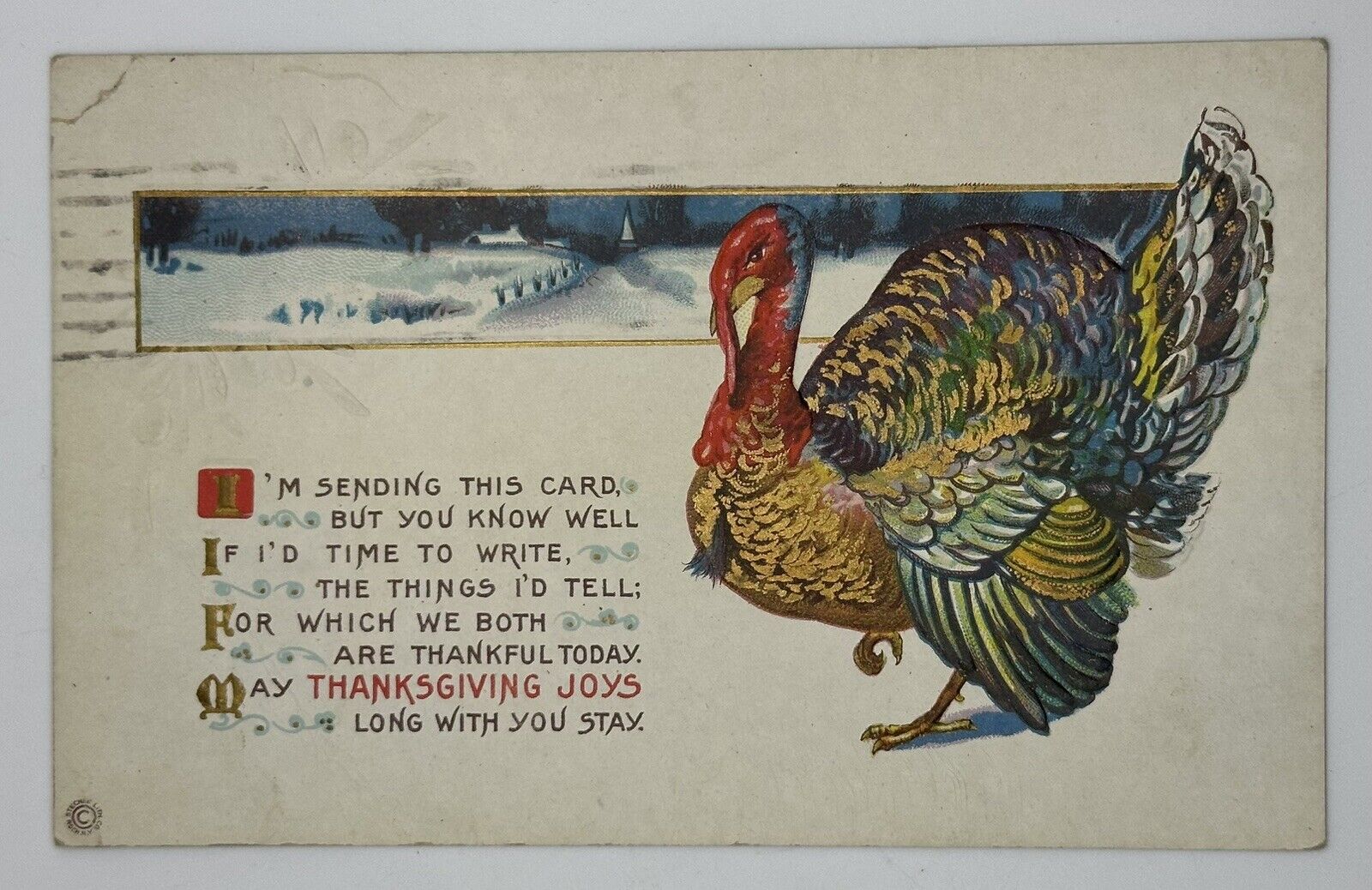 Antique 1923 Thanksgiving Joys Postcard Turkey 🦃 