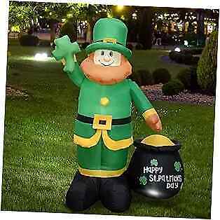  6FT H St. Patrick's Day Inflatable 6FT St. Patrick's Day Green Leprechaun