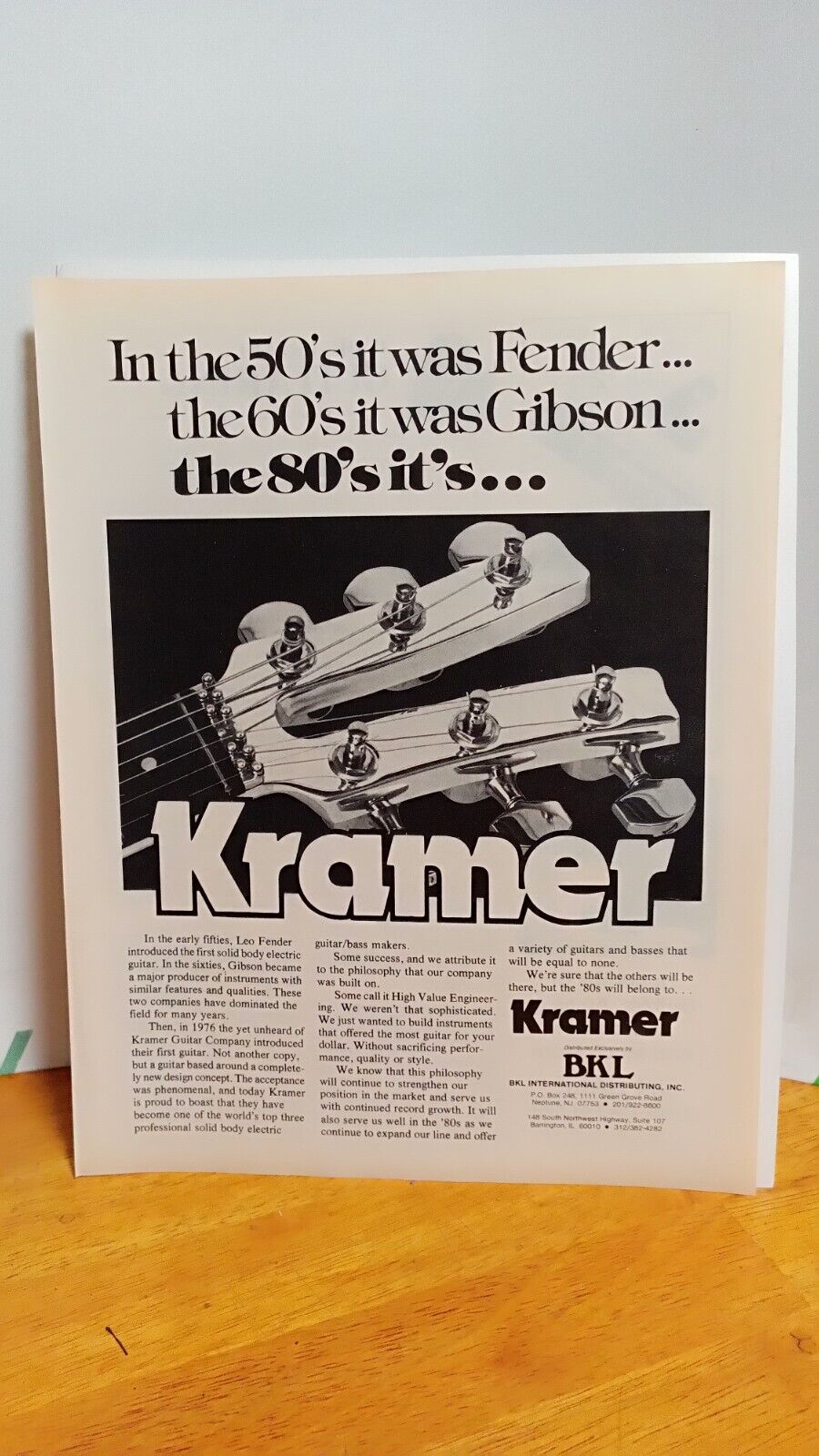 1980 KRAMER DMZ GUITAR 1980 PRINT AD 11 X 8.5