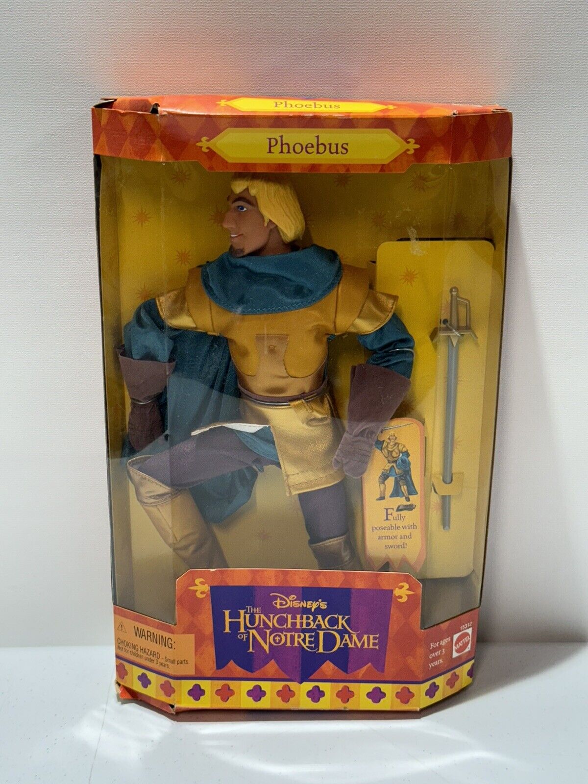 Mattel 1995 Disney's Hunchback of Notre Dame Phoebus Doll New NIB Vintage