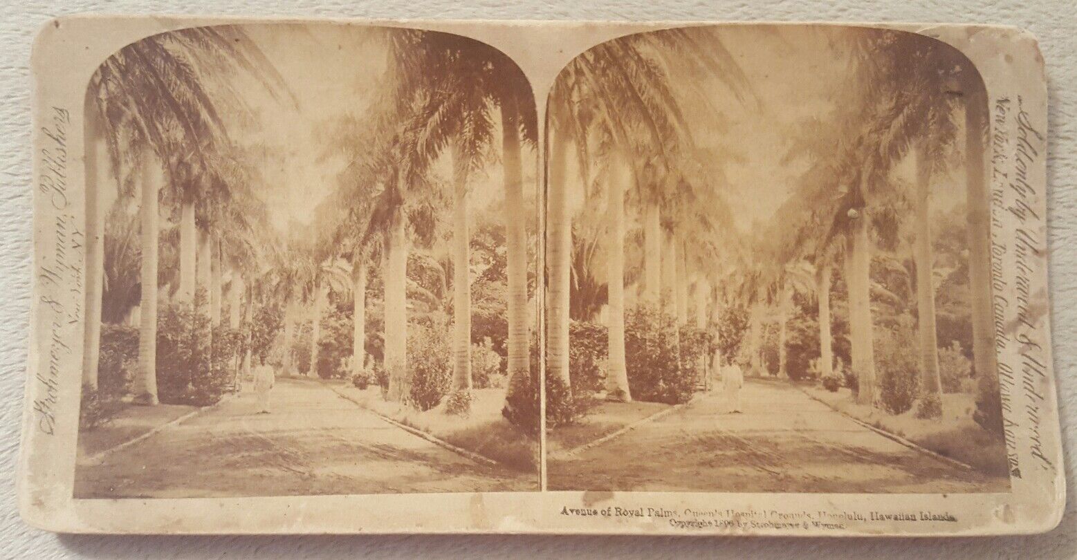 Rare 1896 Underwood & Underwood Stereoview Card Honolulu, Hawaii Queens Hospital