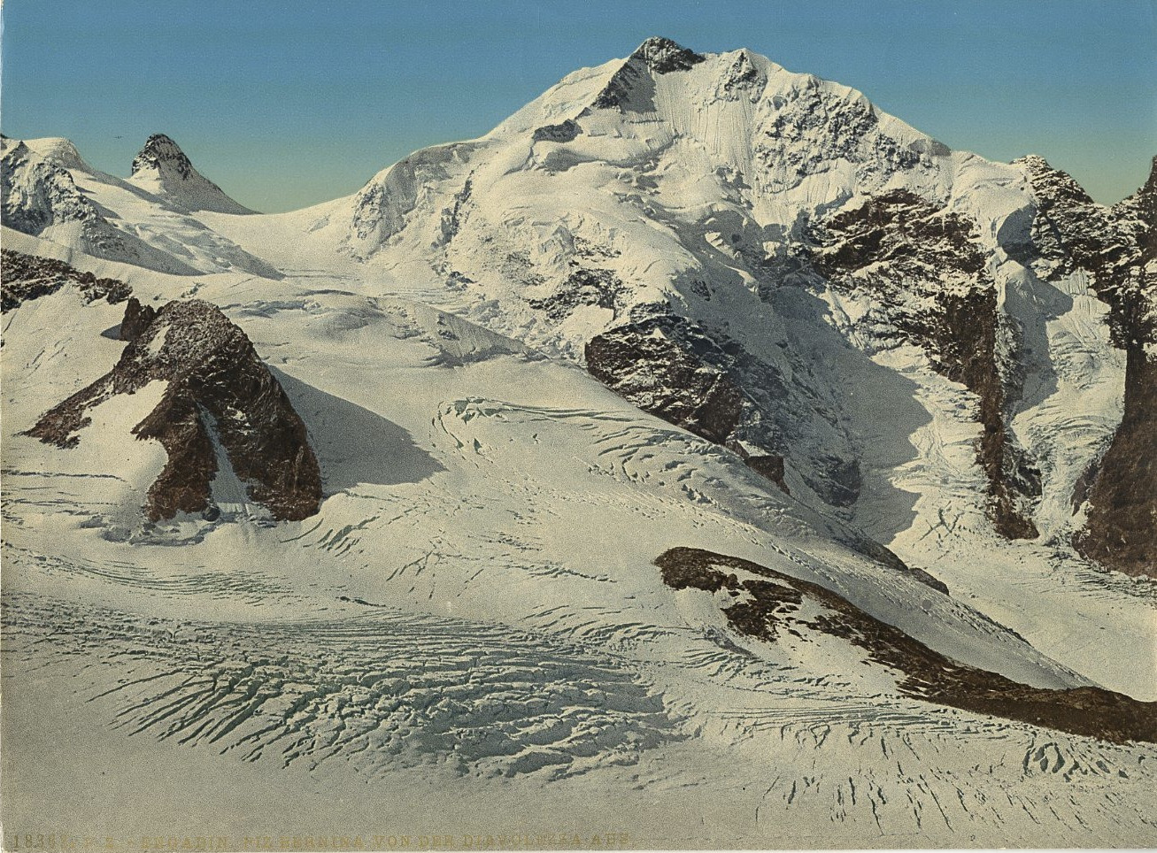 Upper Engadine. Bernina seen from the Diavolezza. Vintage Photochromie PZ, 
