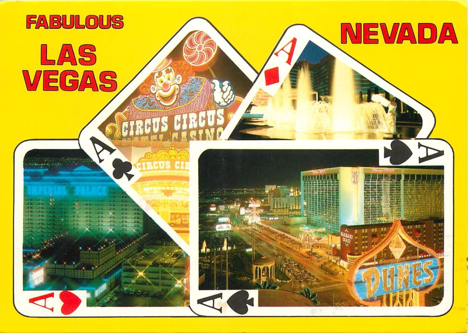 Las Vegas Nevada Imperial Palace Dunes Circus Circus Borgata Casino Postcard