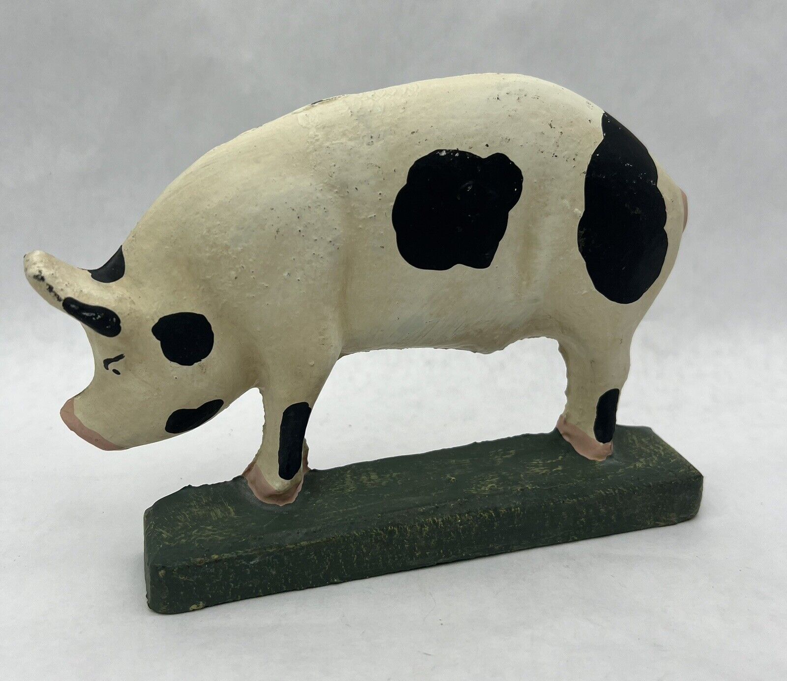 Vintage Cast Iron Door Stop Spotted Pig Sow Hog 8” x 6” 4+ lbs Made in Canada