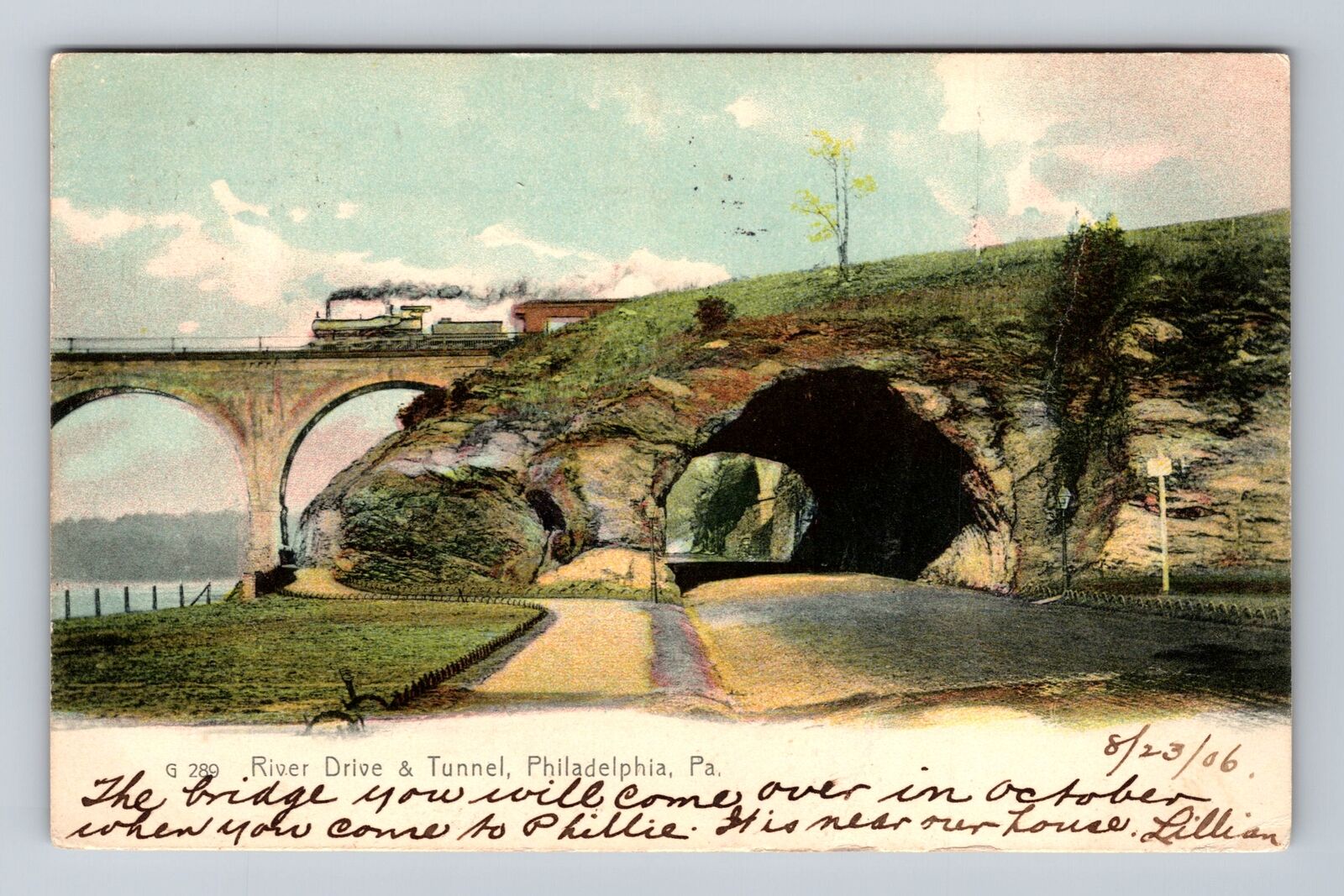 Philadelphia PA-Pennsylvania, River Drive and Tunnel Vintage c1906 Postcard