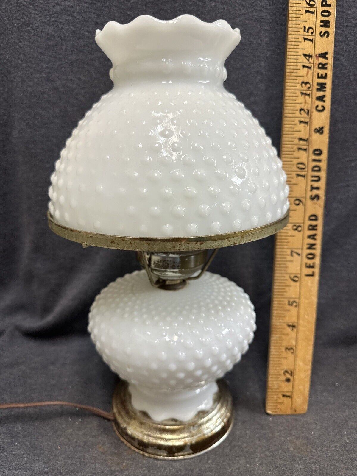 Vintage Milk Glass Hobnail Electric Lamp Tested 