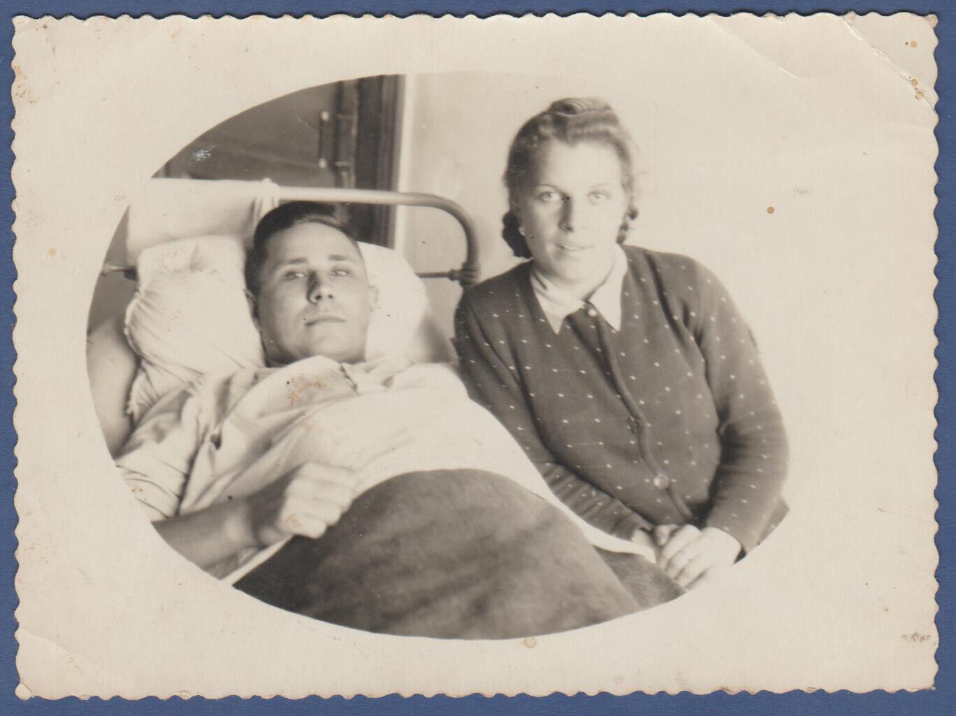 Beautiful Guy with Girl in bed Vintage Photo