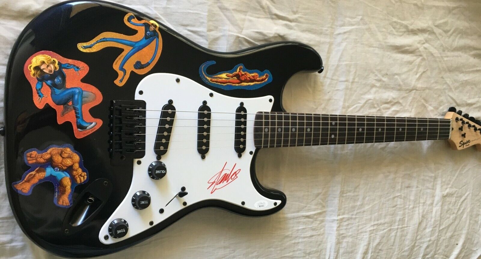 Stan Lee autographed signed Fantastic 4 Fender Squier Bullet electric guitar JSA