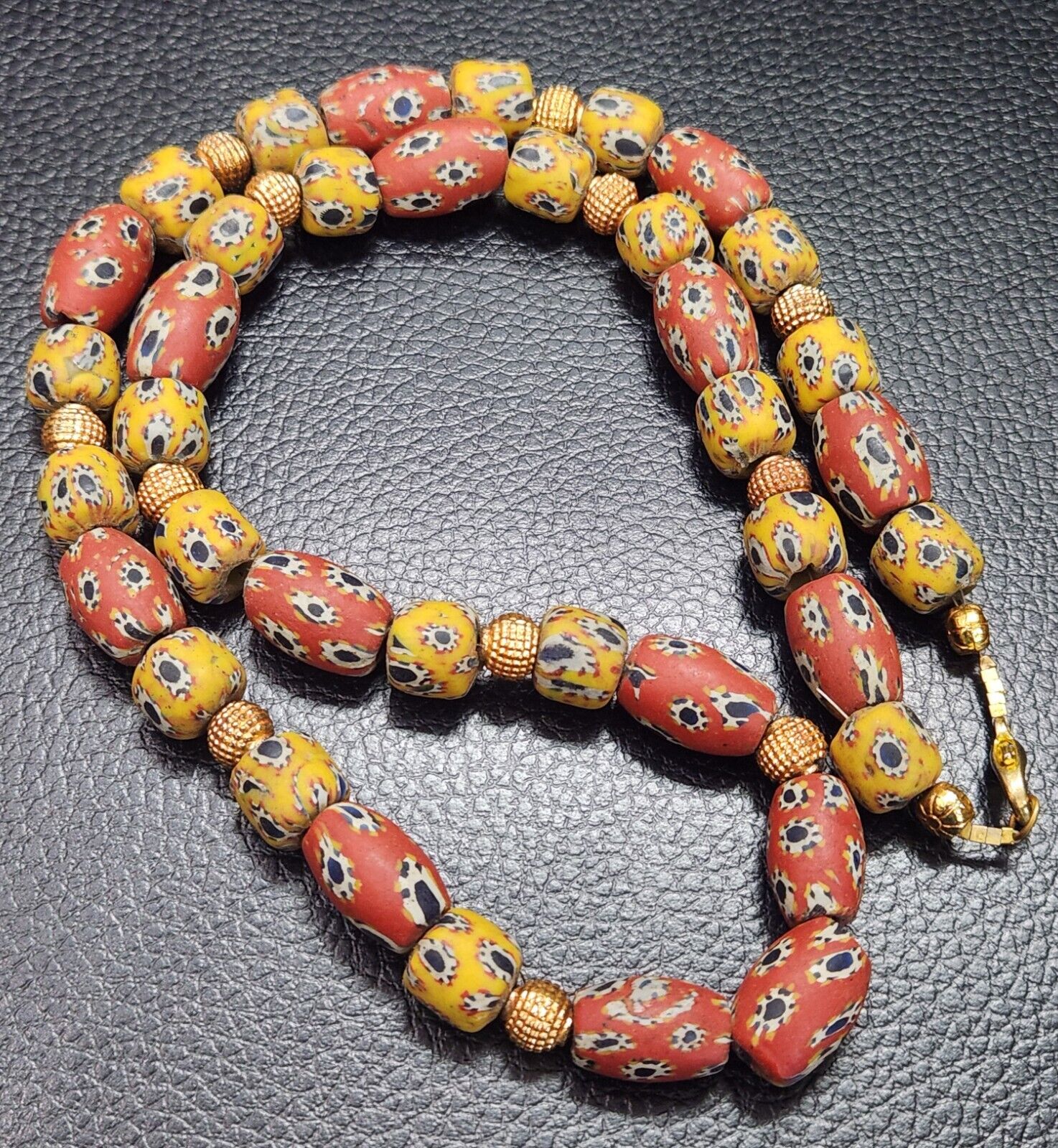 Vintage Fancy Venetian Style Trade Beads 10mm Genuine necklace