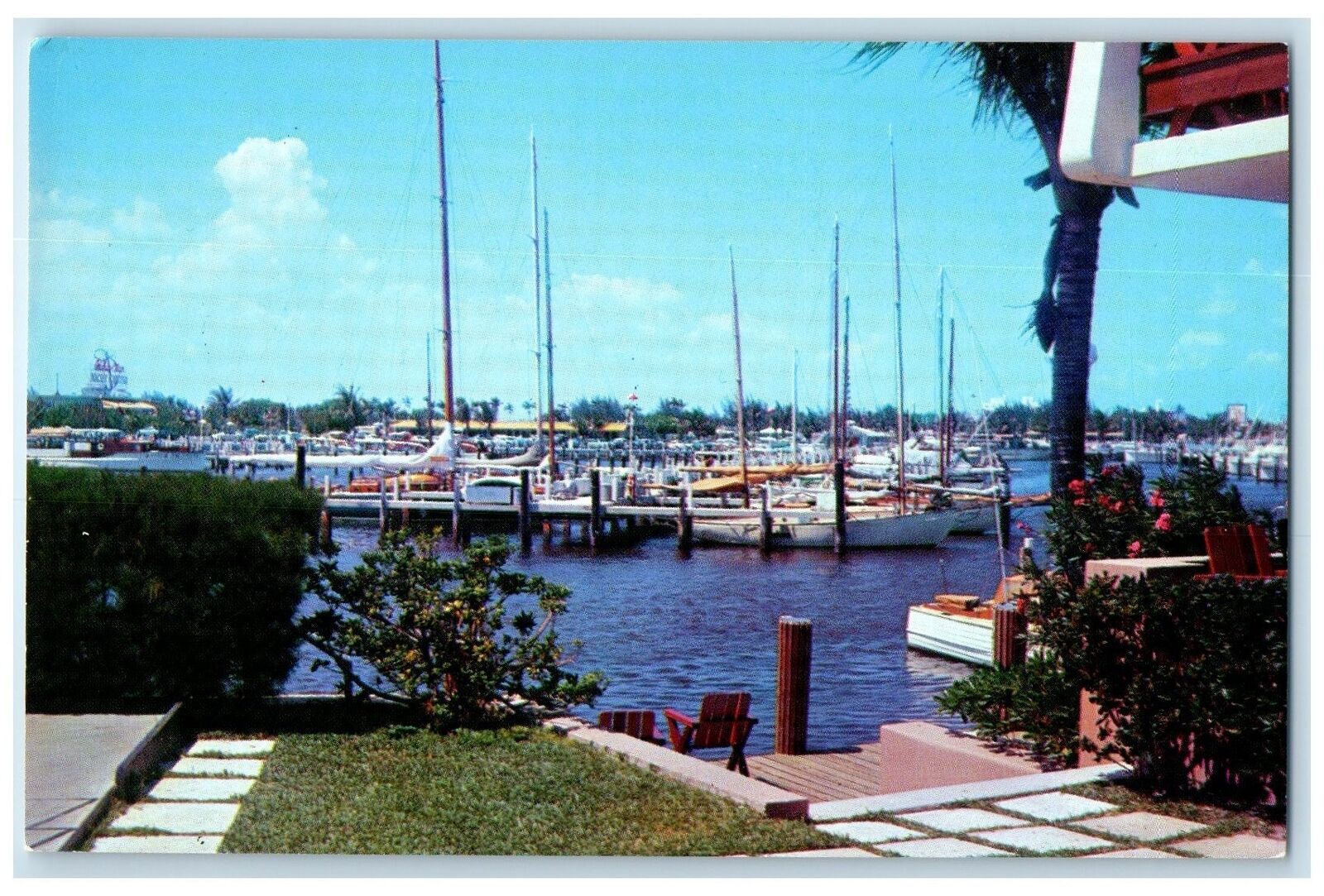 c1950's The World Largest Yacht Basin Bahia Mar Ft. Lauderdale Florida Postcard