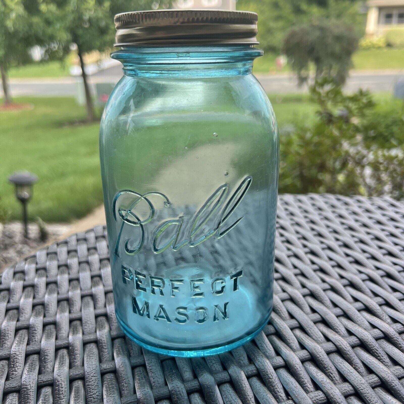 Vintage Quart Jar Ball Perfect Mason #0 Vintage Aqua Blue