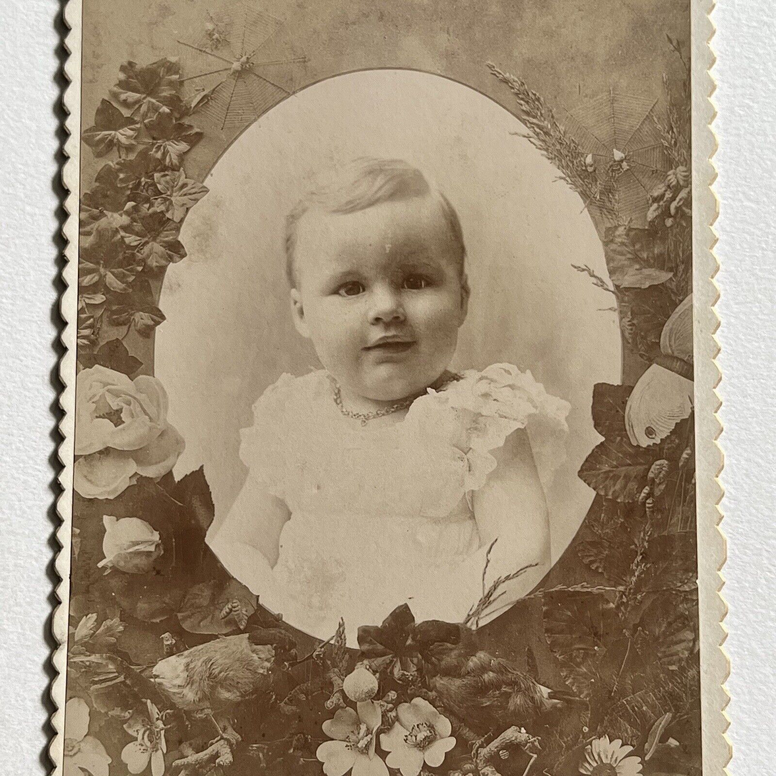 Antique Cabinet Card Photograph Adorable Baby Girl Memorial Montgomery City MO