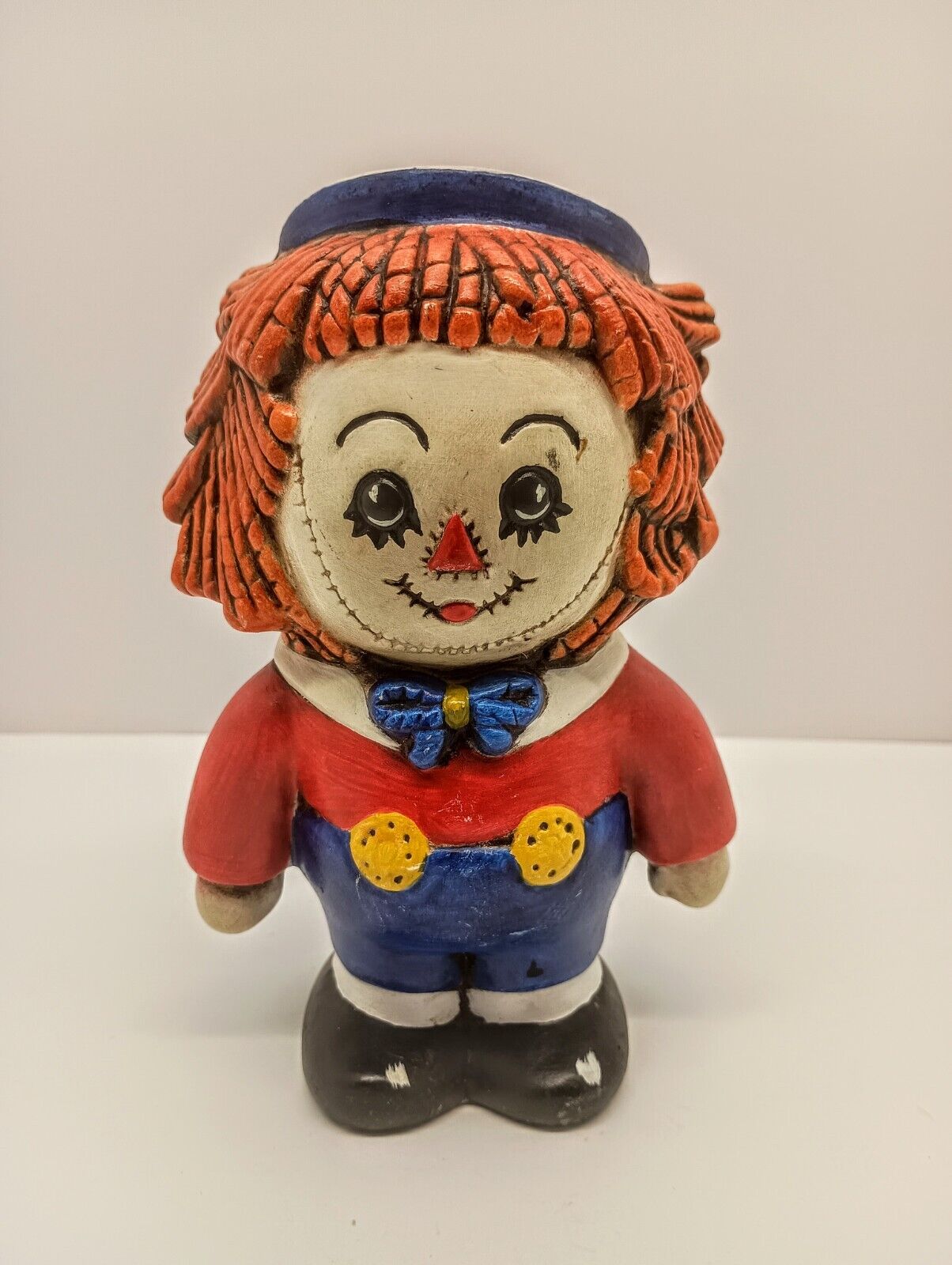Vintage 1973 Hand Painted Ceramic Raggedy Andy Decorative Figurine 7