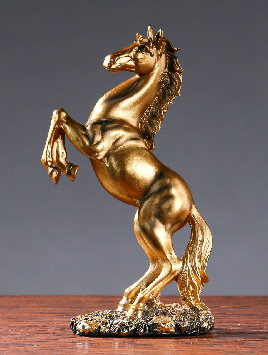 12 inch Gold Horse Statue Decorative Figurine Vintage Style For Home Decor Gift