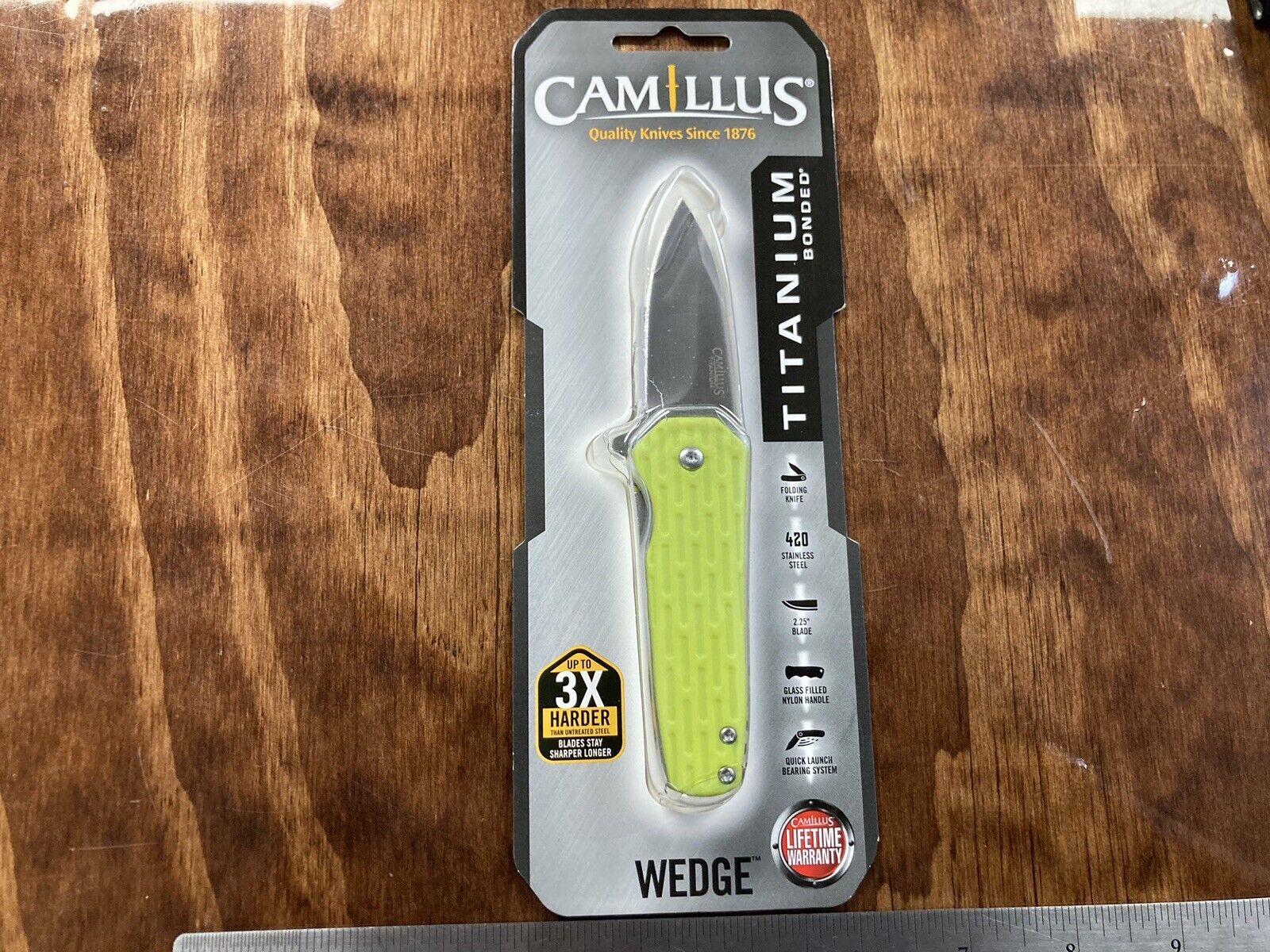Camillus Wedge Folding Knife 19389 Yellow Green Cool Color