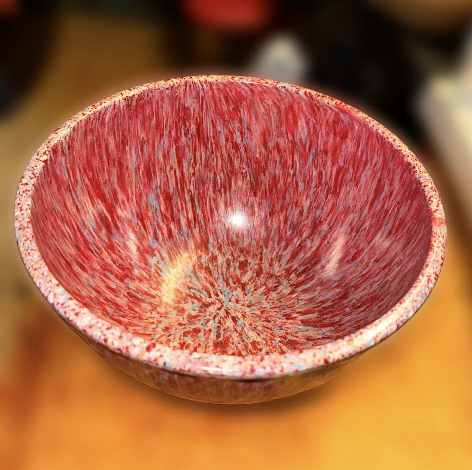 Boonton MCM 4 Quart Thumbprint Red Multicolor Melamine Bowl 9 1/2 Inches