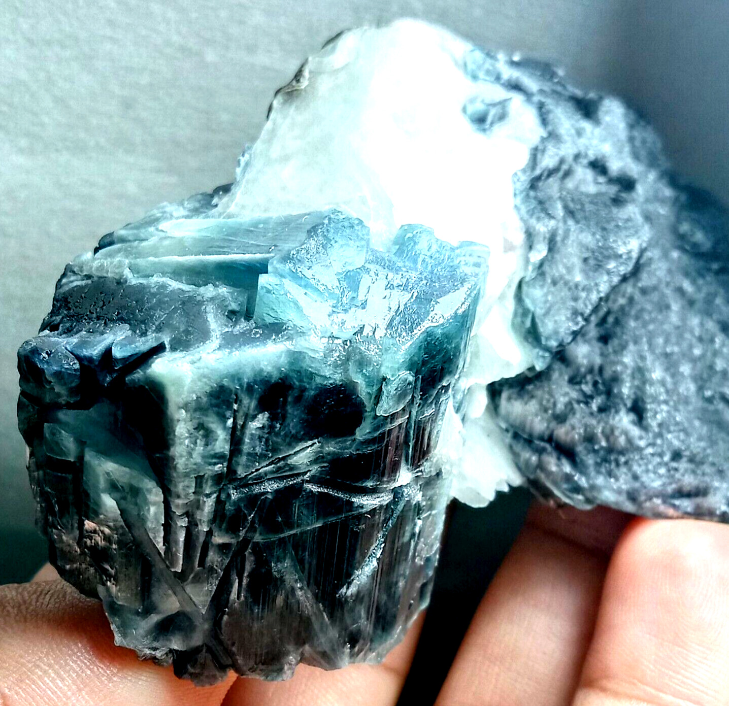 Natural Blue Cap Tourmaline with Albite crystal specimen -944 carats @ Afgh.AA