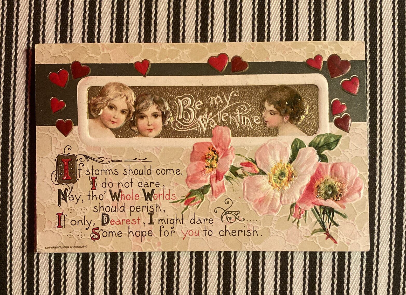 ANTIQUE EMBOSSED VALENTINE Postcard - Copyright John Winsch, 1910 Germany