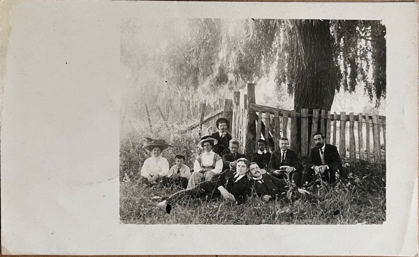 RPPC Group of Diverse People Interesting Antique Real Photo Postcard c1900
