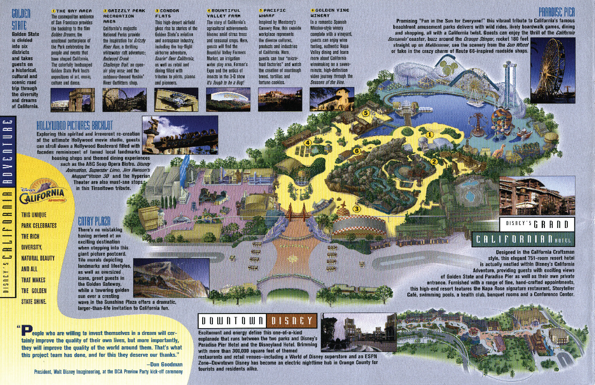 Disneyland California Adventure Downtown Disney Opening Overview Map Poster