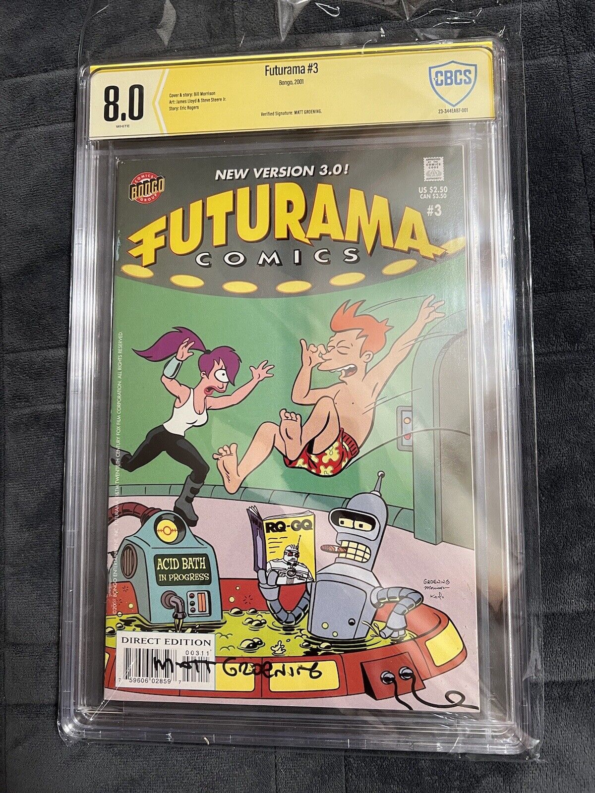 Futurama Comics #3 MATT GROENING signed CBCS Verified 8.0 (Bongo Comics 2001)