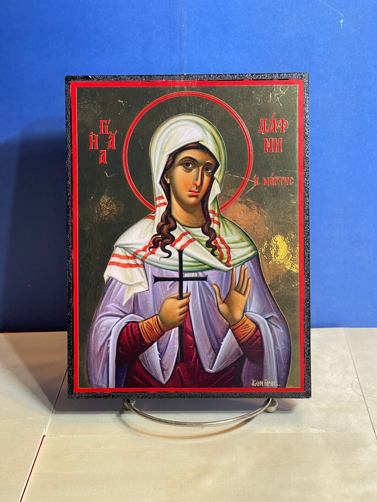 Saint Dymphna -Orthodox high quality byzantine style Icon on hard MDF 6x8