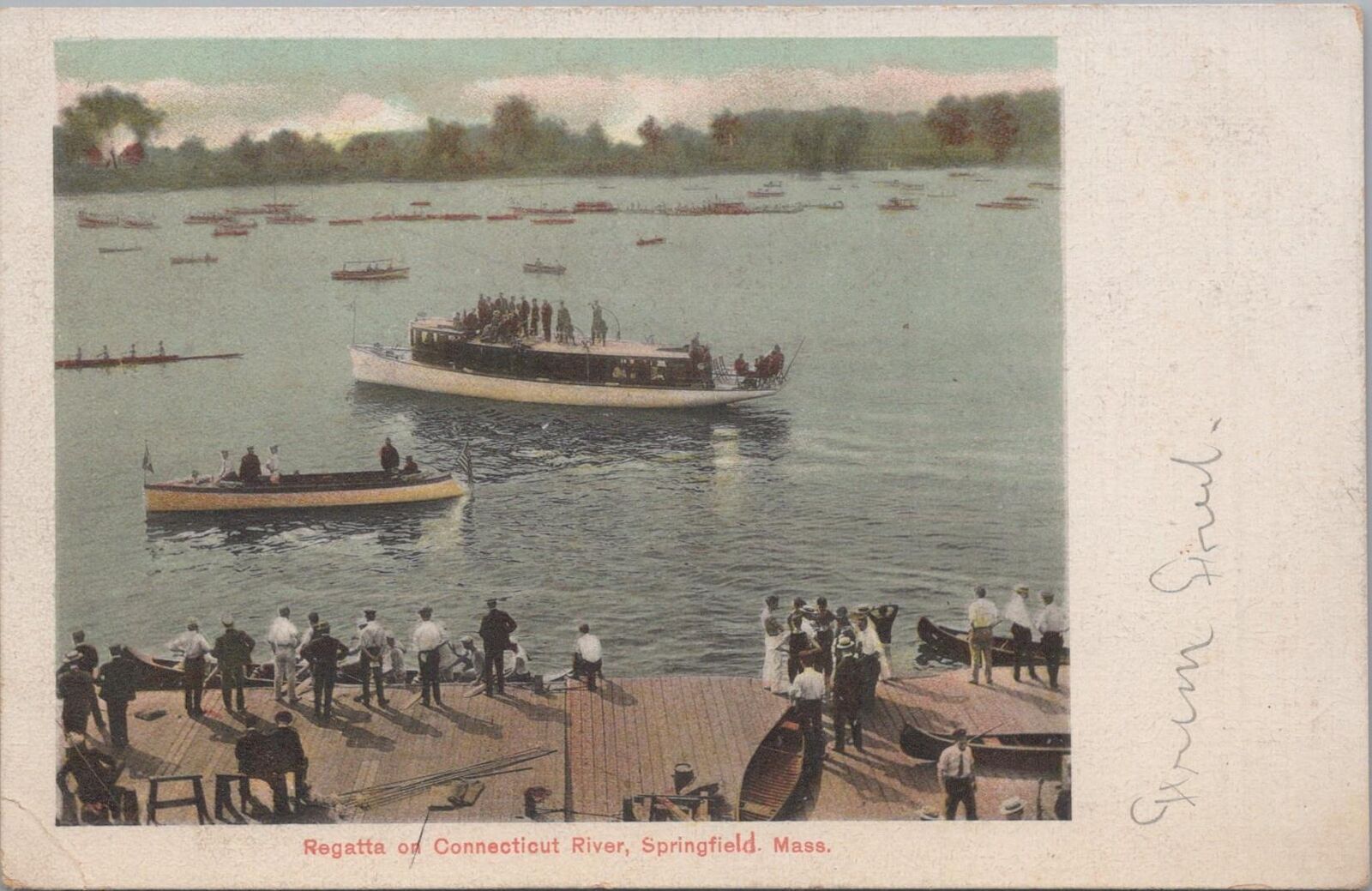 Postcard Regatta Connecticut River Springfield MA 