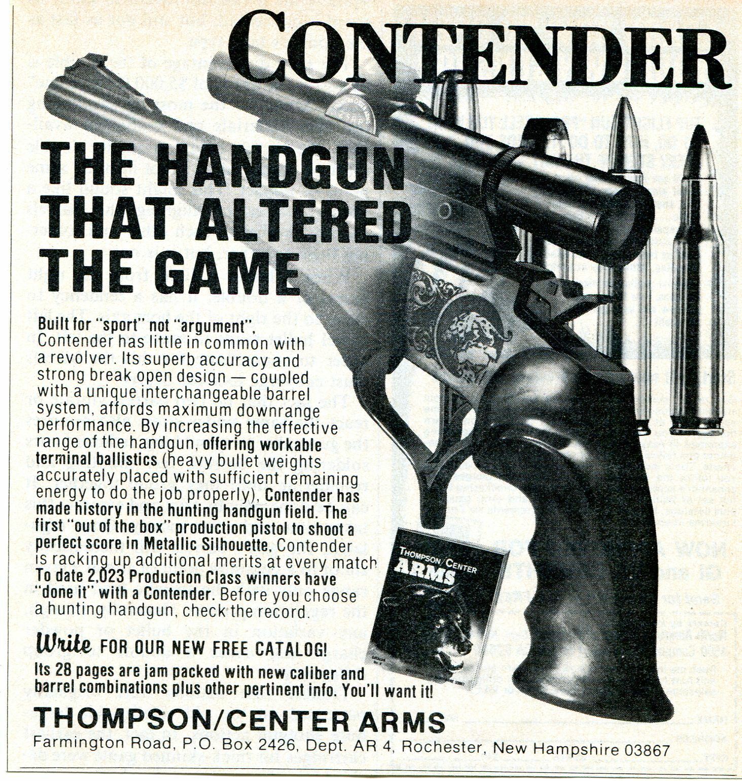 1981 small Print Ad Thompson Center Arms Contender Pistol sport not argument