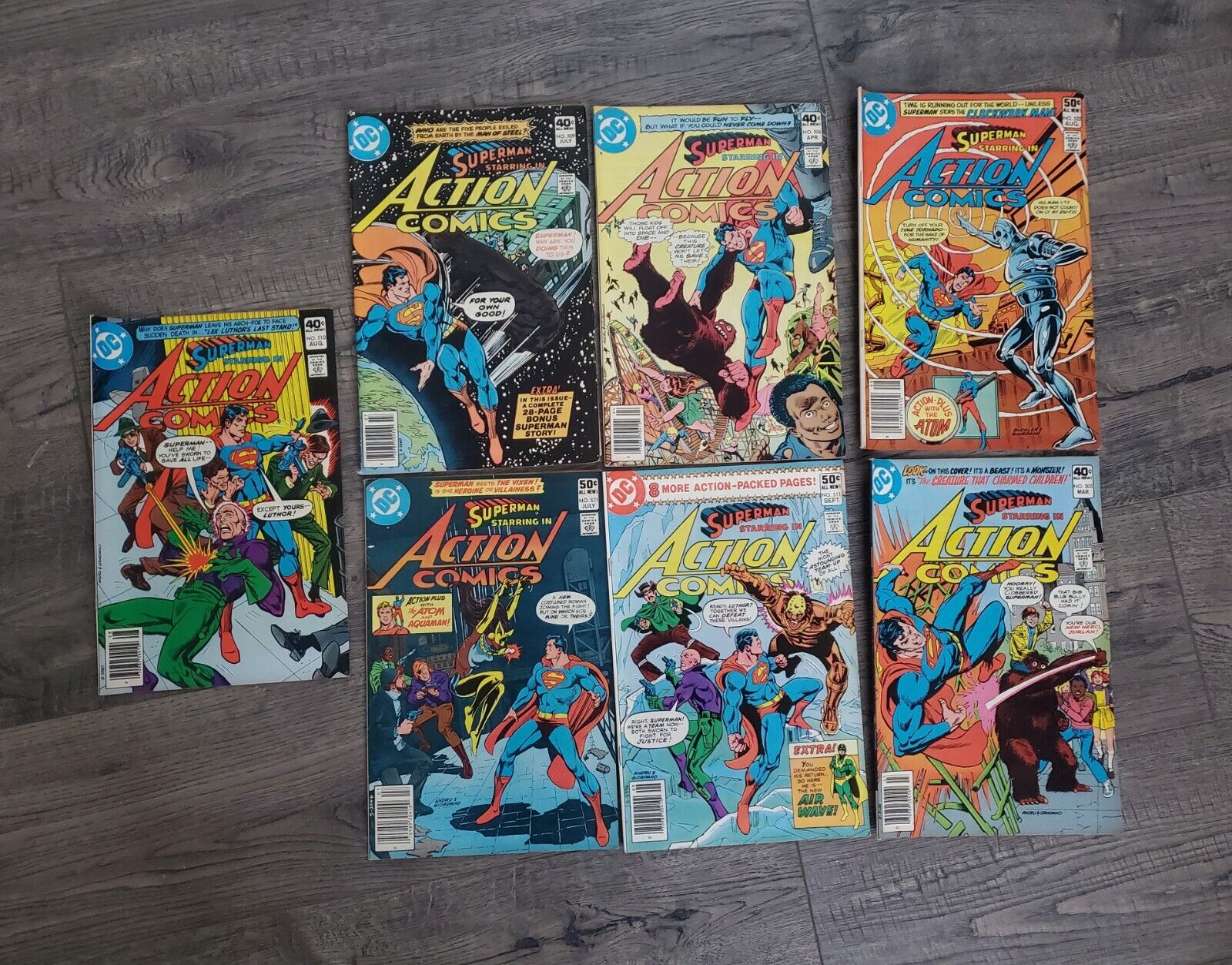 Lot Of 7 - SUPERMAN STARRING IN ACTION COMICS 1980s DC COMICS Vintage 