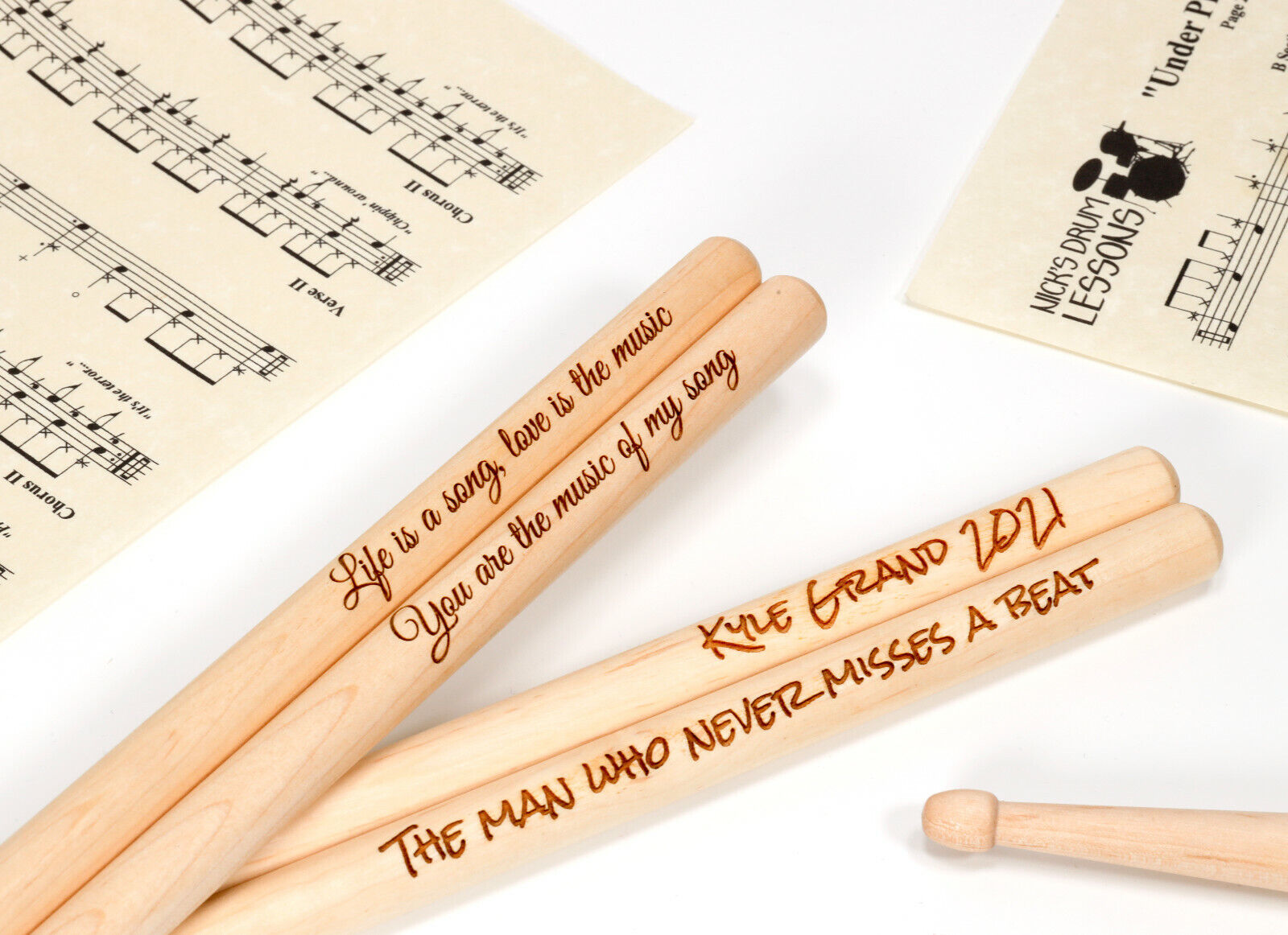 Personalised Custom Drum Sticks - 5A Size | Design A Truly Unique Engraved Gift
