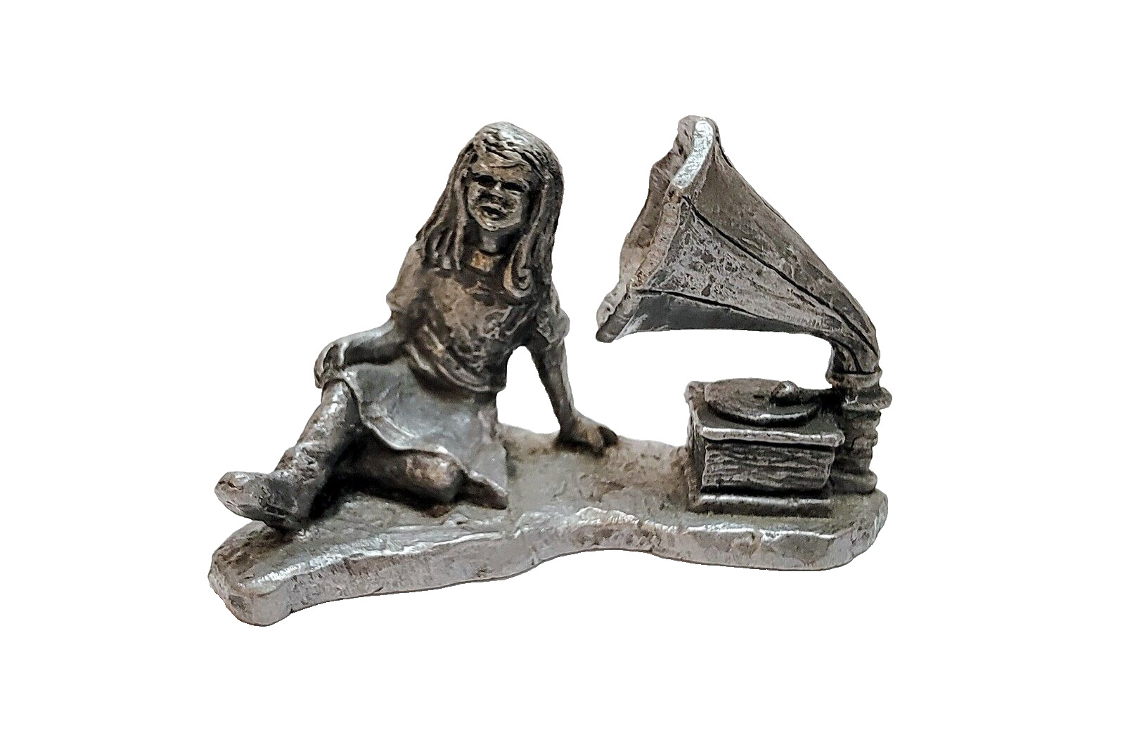 Michael Ricker, Pewter Figure, Mary Gretchen-Girl w/Gramophone 1979 #754 of 1500