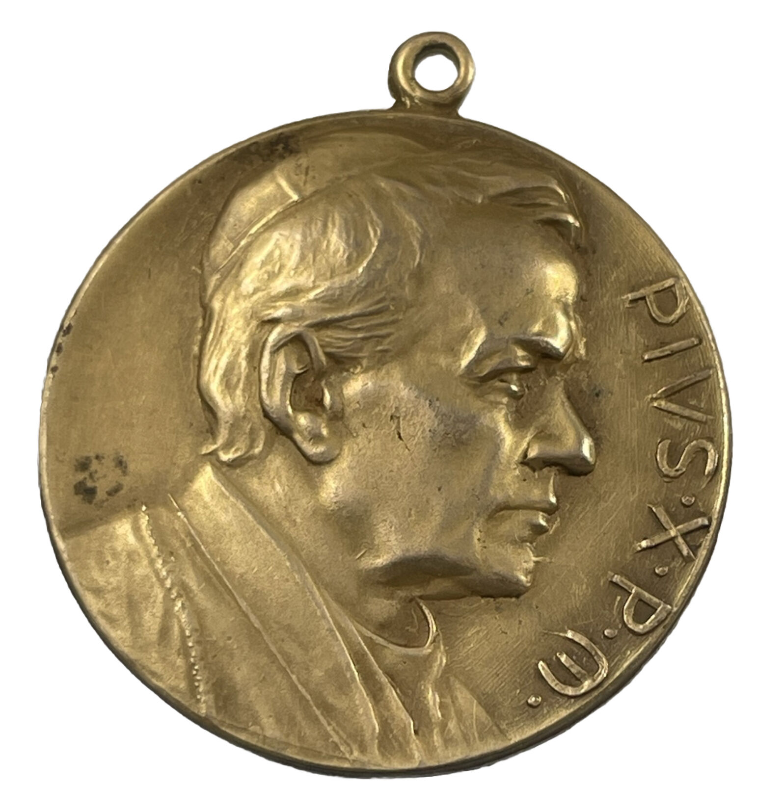 Antique 1910 Catholic Pope Pius X Brass Religious Medal