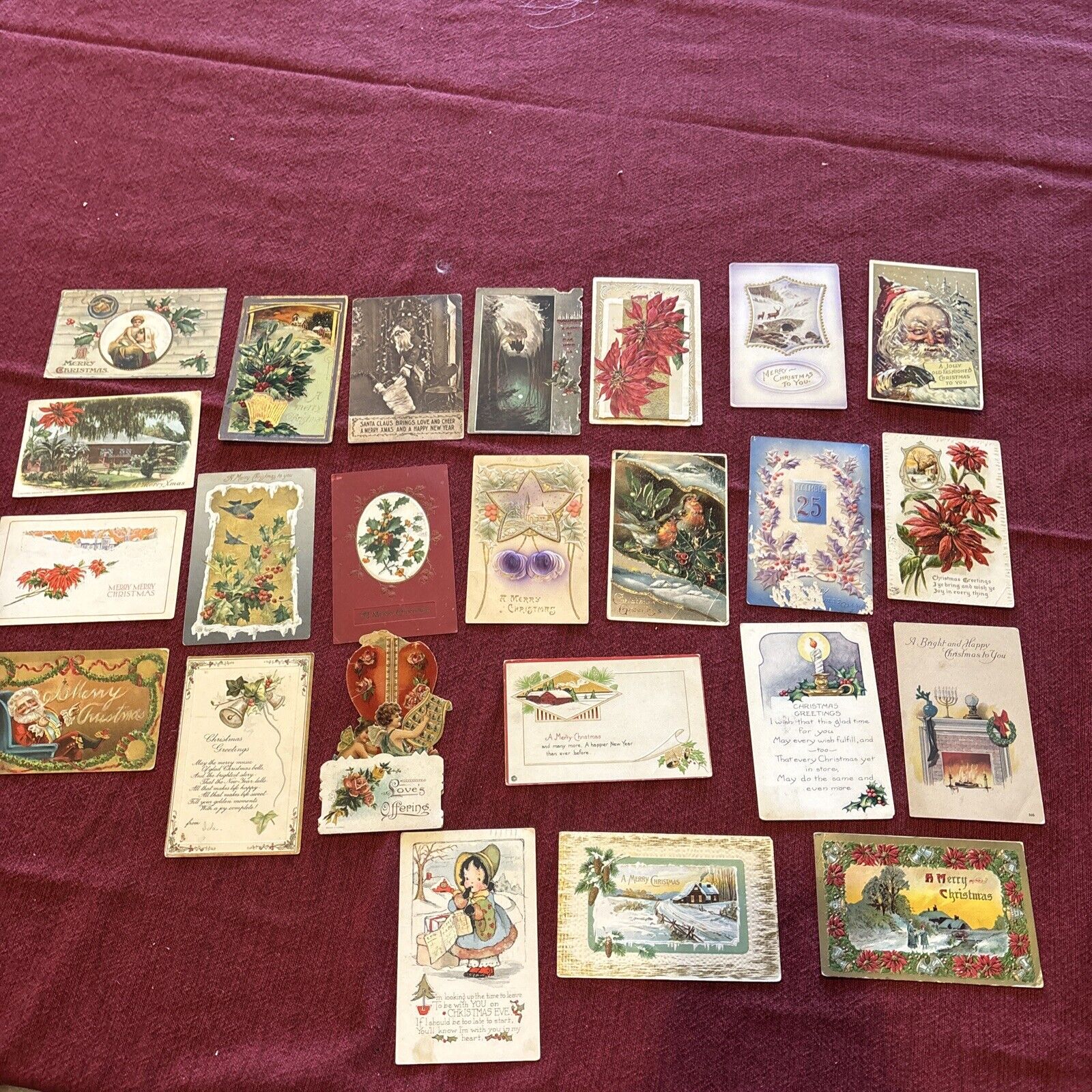 Lot Of 25 Vintage Christmas Greeting Cards Early 1900s Junk Journaling Germany